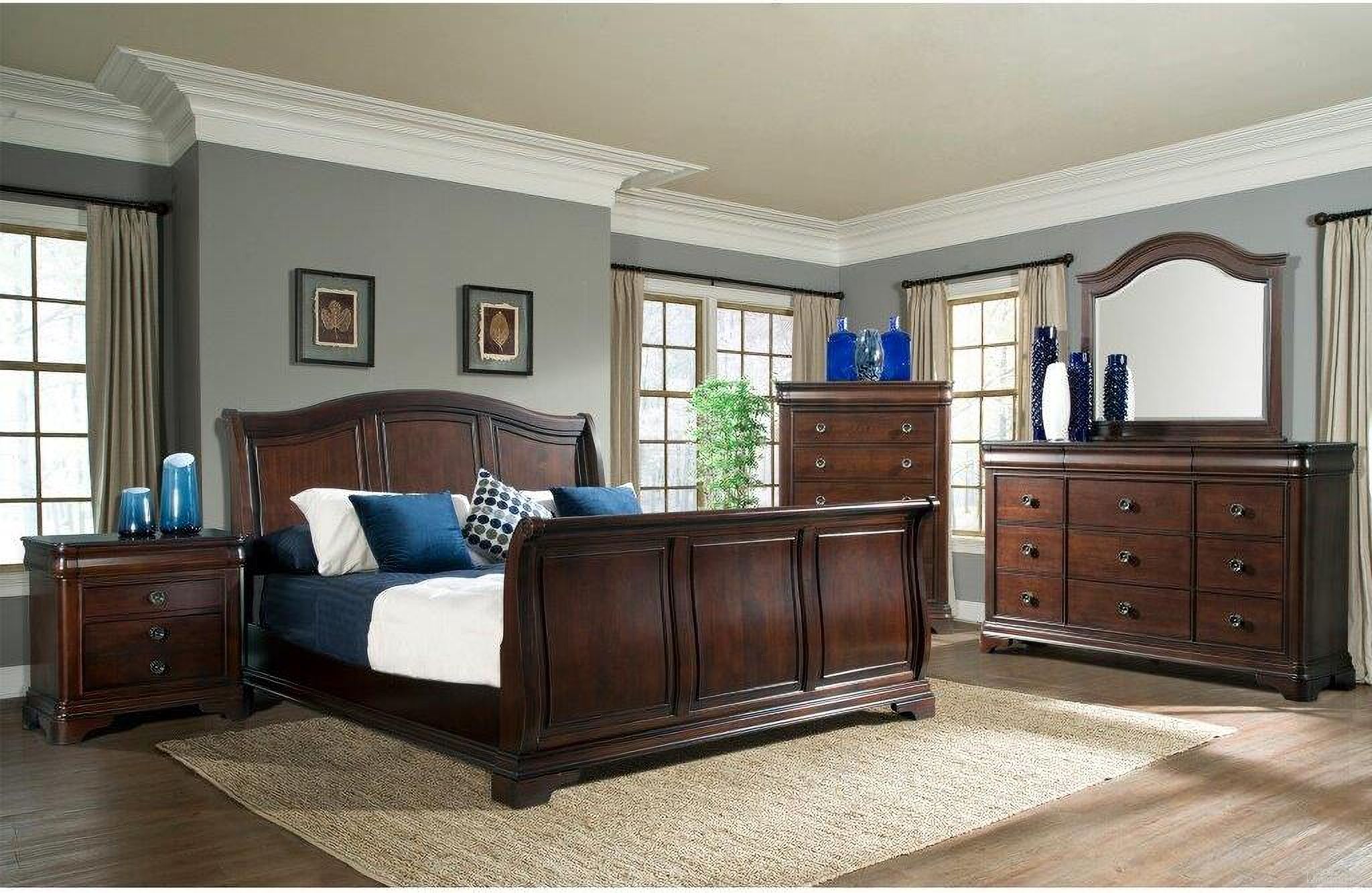 Conley Cherry Sleigh Bedroom Set