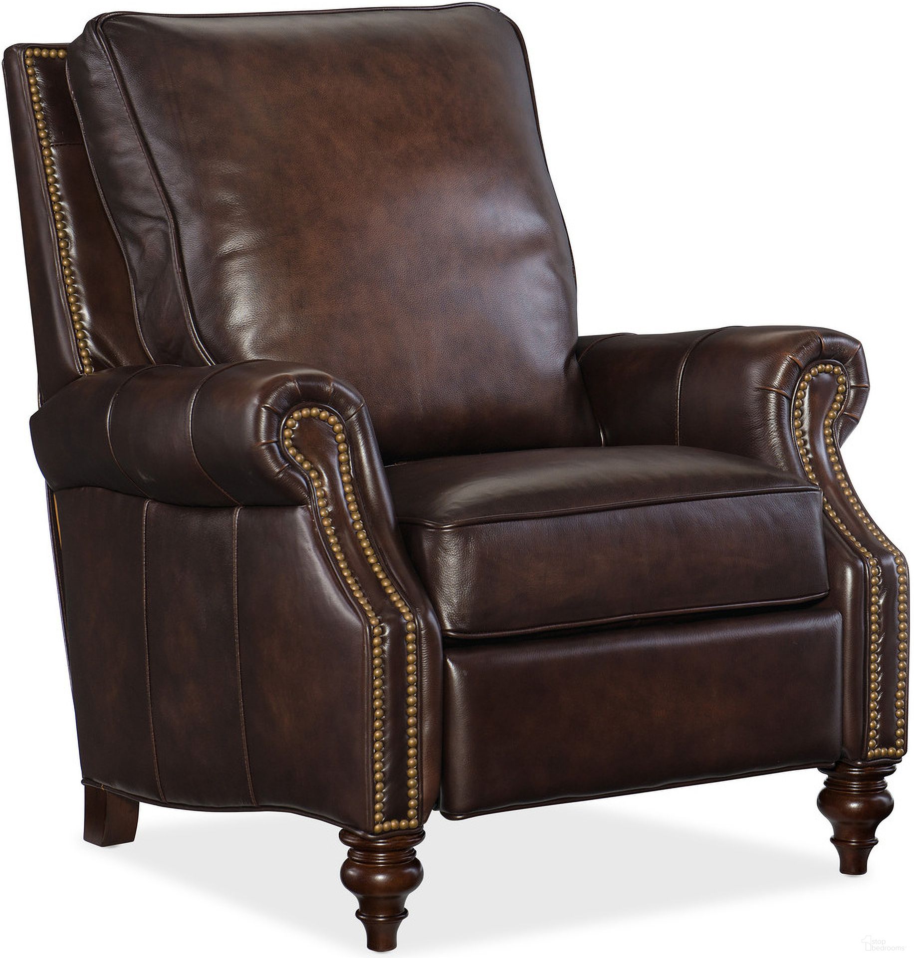 The appearance of RC Conlon Dark Walnut Leather Recliner designed by Hooker in the traditional interior design. This brown piece of furniture was selected by 1StopBedrooms from RC Collection to add a touch of cosiness and style into your home. Sku: RC185-089. Material: Leather.