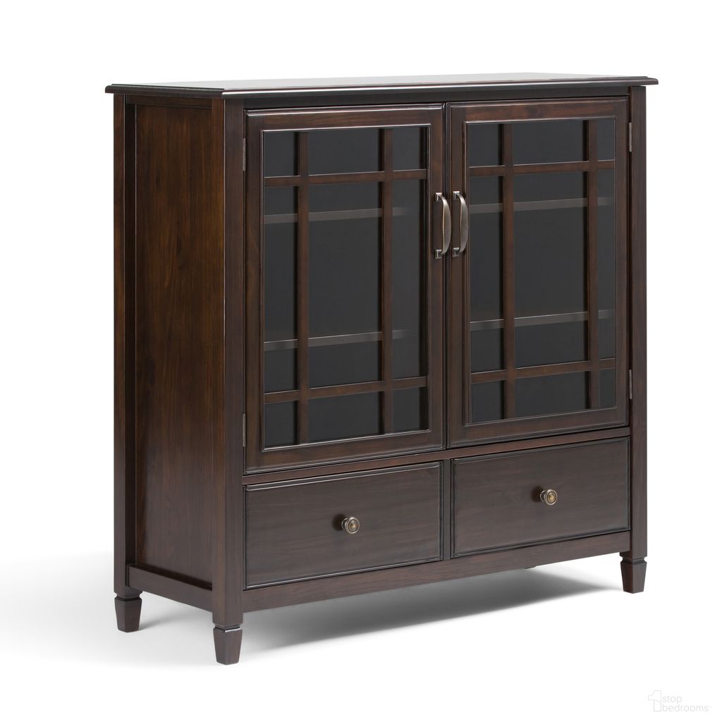 The appearance of Connaught Solid Wood Tall Storage Cabinet In Dark Chestnut Brown designed by Simpli Home in the traditional interior design. This dark chestnut brown piece of furniture  was selected by 1StopBedrooms from Connaught Collection to add a touch of cosiness and style into your home. Sku: 3AXCCON-06. Material: Pine.