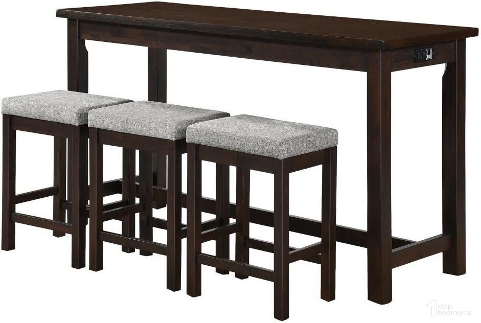 The appearance of Connected Espresso 4 Piece Pack Counter Height Set designed by Homelegance in the transitional interior design. This espresso piece of furniture  was selected by 1StopBedrooms from Connected Collection to add a touch of cosiness and style into your home. Sku: 5713ES. Material: Microfiber.