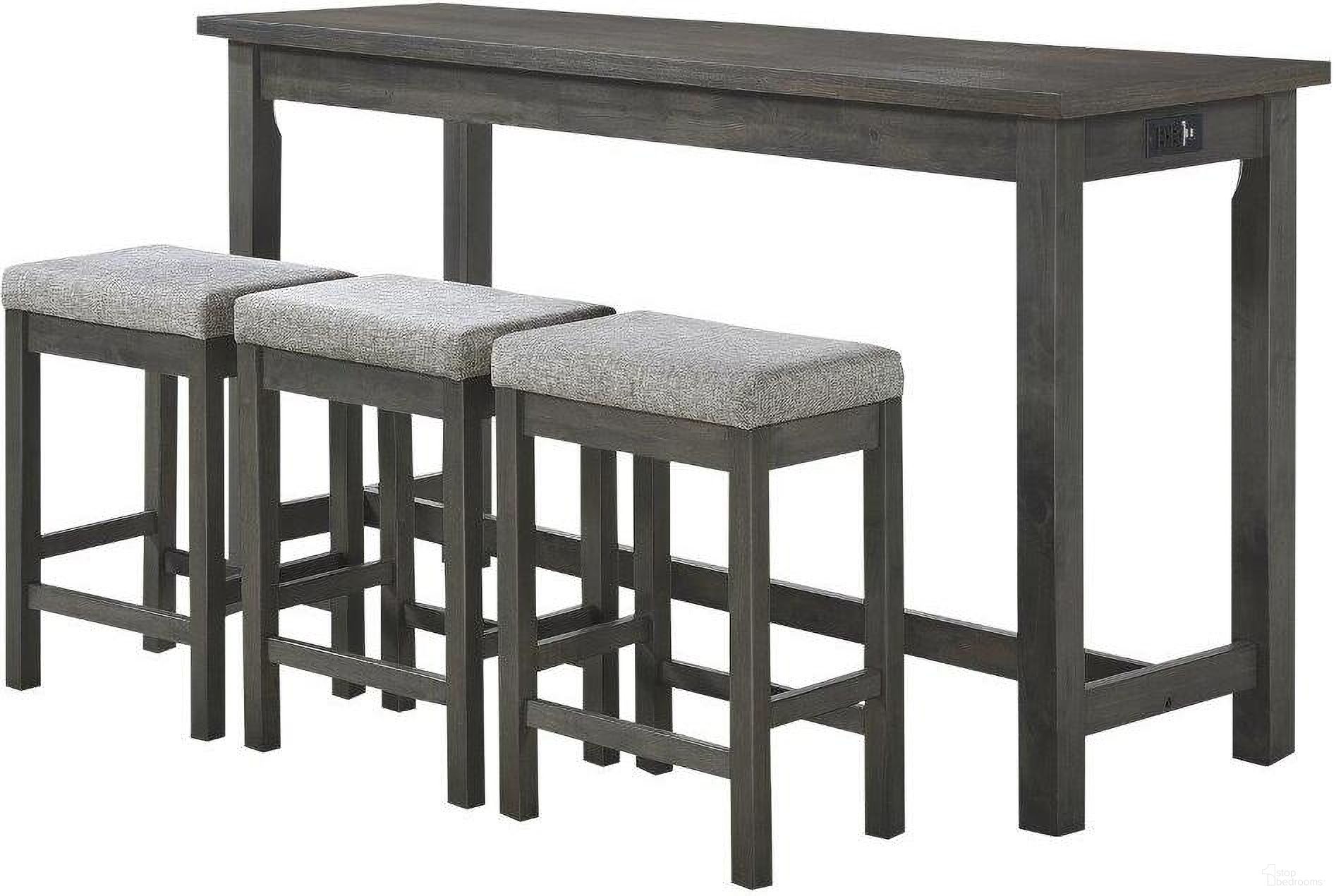 The appearance of Connected Gray 4 Piece Pack Counter Height Set designed by Homelegance in the transitional interior design. This gray piece of furniture  was selected by 1StopBedrooms from Connected Collection to add a touch of cosiness and style into your home. Sku: 5713GY. Material: Microfiber.