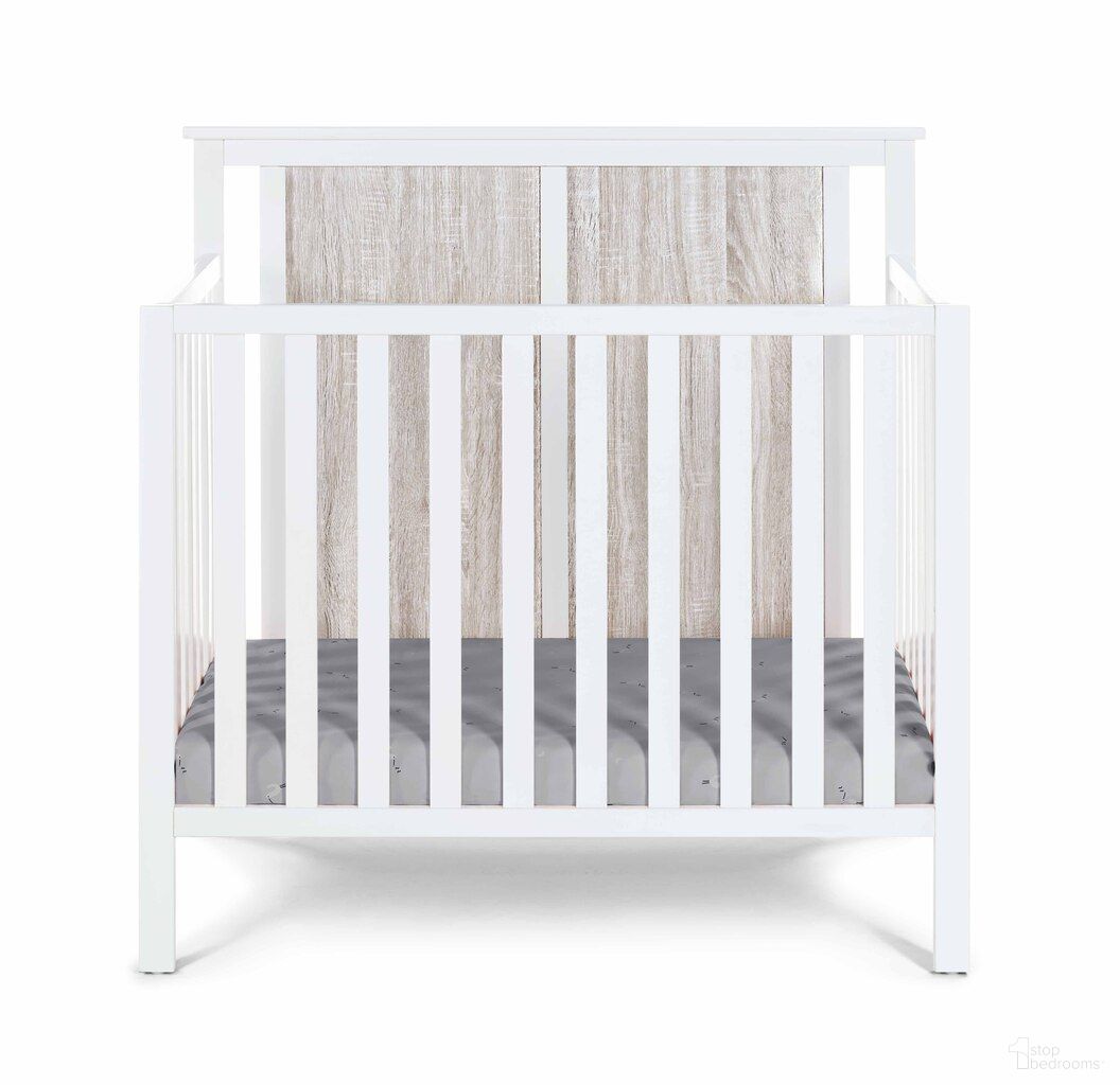 Connelly Mini 3 In 1 Crib With Mattress Pad In White and Rockport Gray