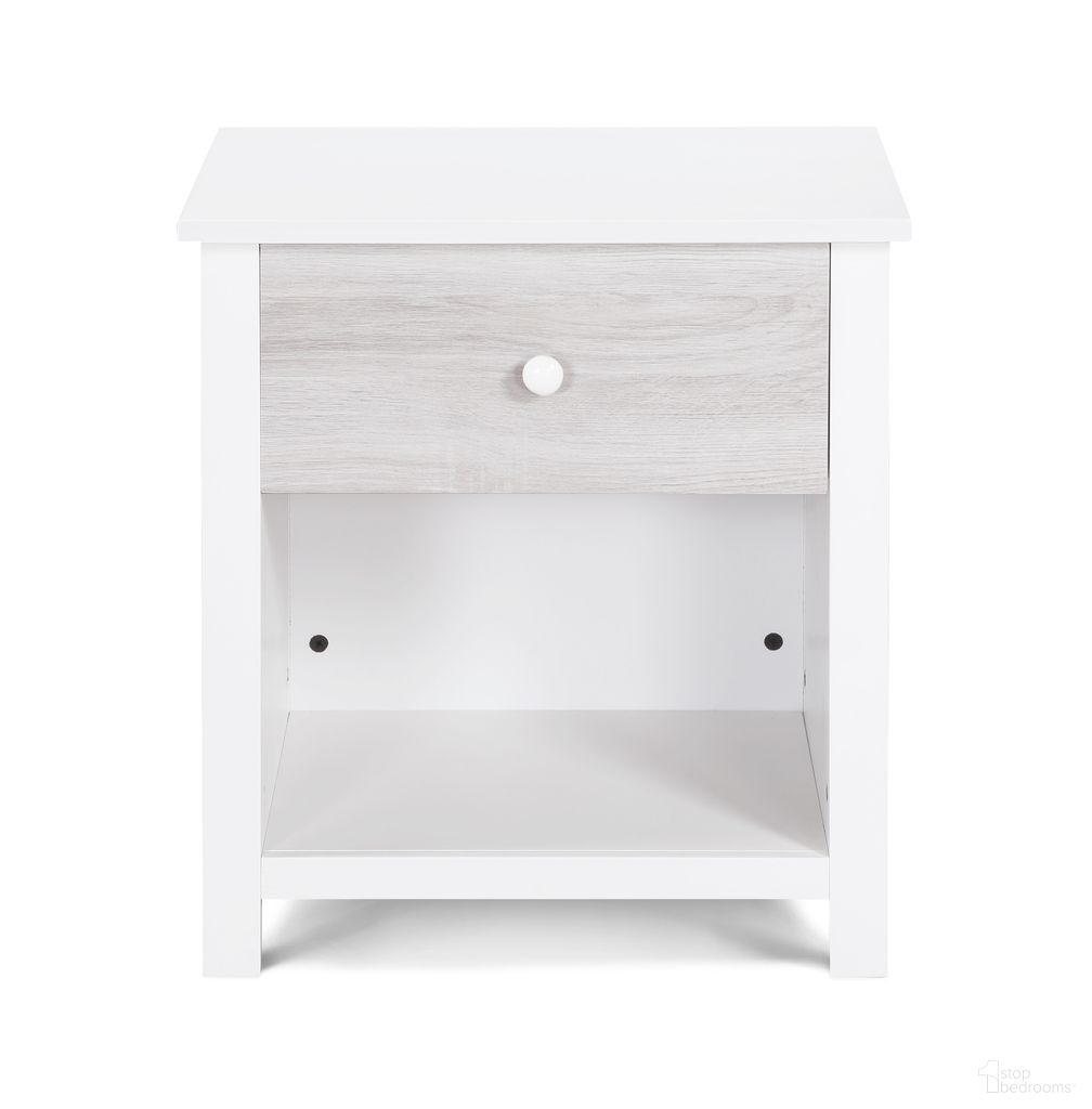 The appearance of Connelly Nightstand In White and Rockport Gray designed by Olive and Opie in the transitional interior design. This white/rockport gray piece of furniture was selected by 1StopBedrooms from Connelly Collection to add a touch of cosiness and style into your home. Sku: 27502-WH. Material: Wood.