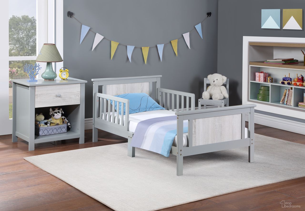 The appearance of Connelly Reversible Panel Toddler Bedroom Set In Gray and Rockport Gray designed by Olive and Opie in the transitional interior design. This gray/rockport gray piece of furniture was selected by 1StopBedrooms from Connelly Collection to add a touch of cosiness and style into your home. Sku: 27510-GRY;27502-GRY. Material: Wood.