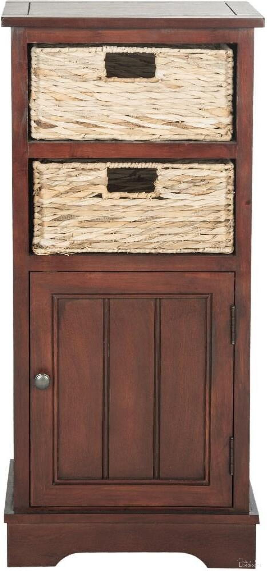 The appearance of Connery Cherry Cabinet designed by Safavieh in the transitional interior design. This cherry piece of furniture was selected by 1StopBedrooms from Connery Collection to add a touch of cosiness and style into your home. Sku: AMH5742C. Material: Aluminum.