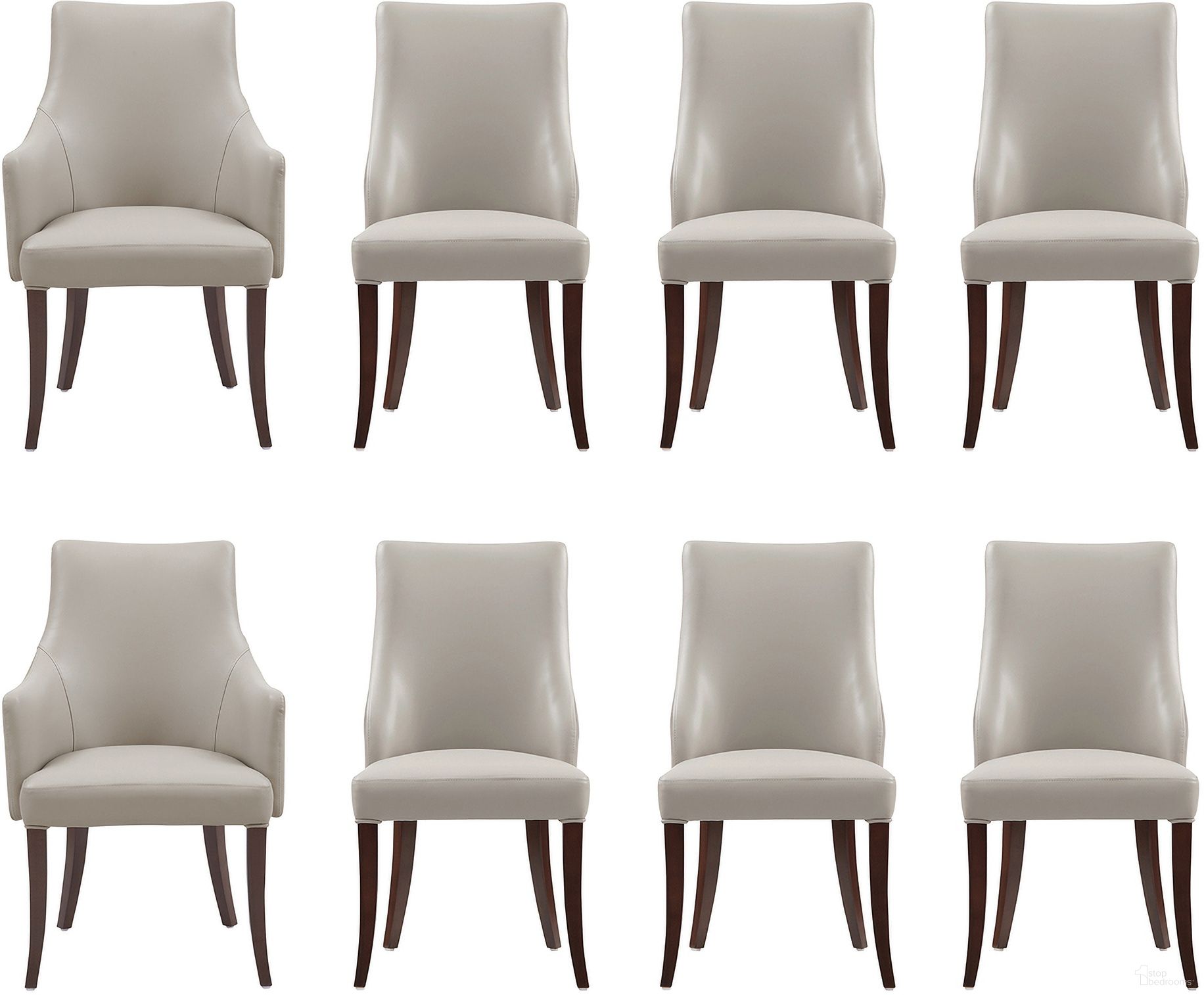 The appearance of Connie 8-Piece Dining Chair and Arm Chair In Light Grey designed by Manhattan Comfort in the modern / contemporary interior design. This light grey piece of furniture was selected by 1StopBedrooms from Connie Collection to add a touch of cosiness and style into your home. Sku: DC095-LG;DC095-LG;DC095-LG;DC095AR-LG;DC095AR-LG. Material: Beech. Chair Type: Side Chair.