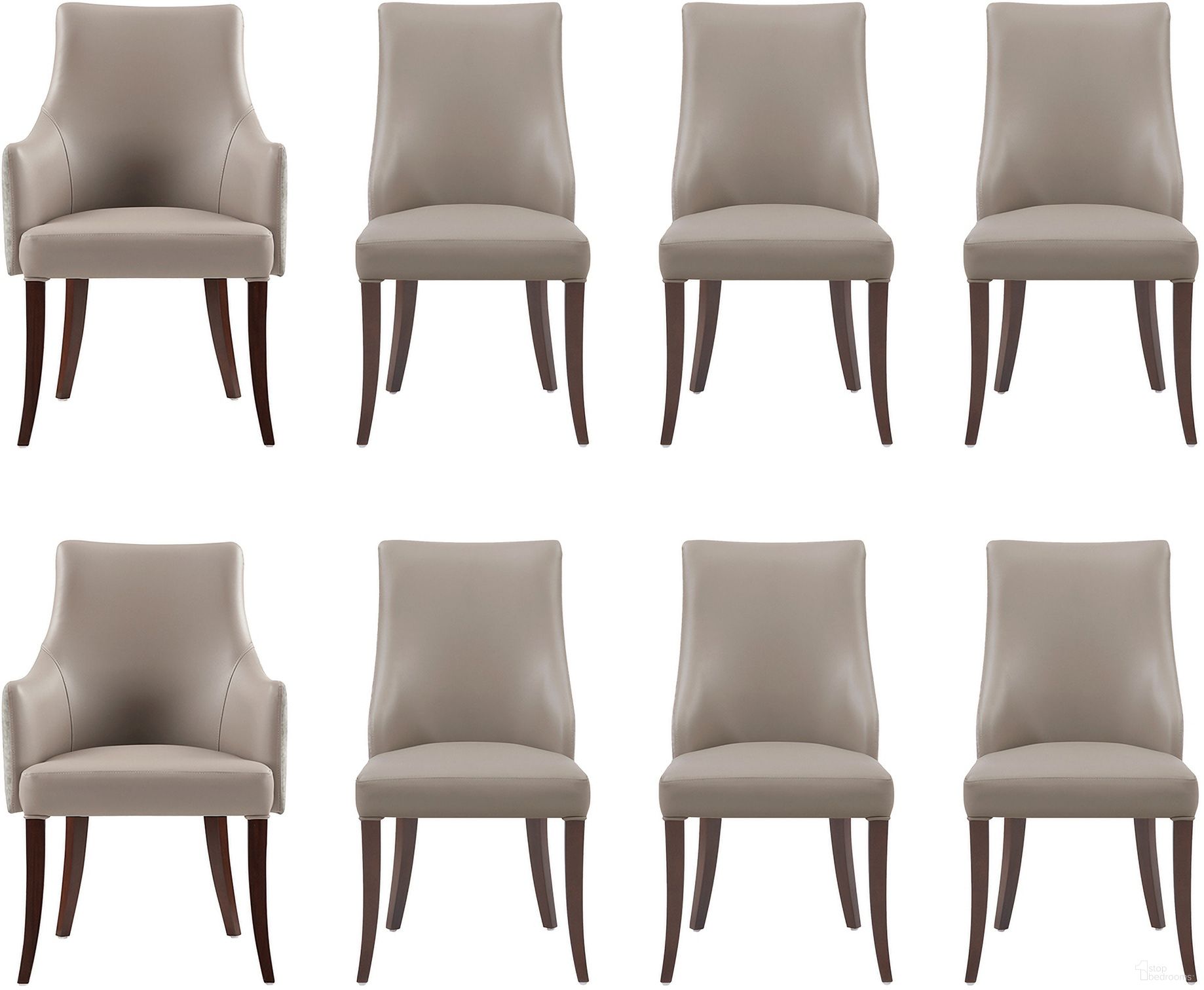 The appearance of Connie 8-Piece Dining Chair and Arm Chair In Taupe designed by Manhattan Comfort in the modern / contemporary interior design. This taupe piece of furniture  was selected by 1StopBedrooms from Connie Collection to add a touch of cosiness and style into your home. Sku: DC095-TP;DC095-TP;DC095-TP;DC095AR-TP;DC095AR-TP. Material: Beech. Chair Type: Side Chair.