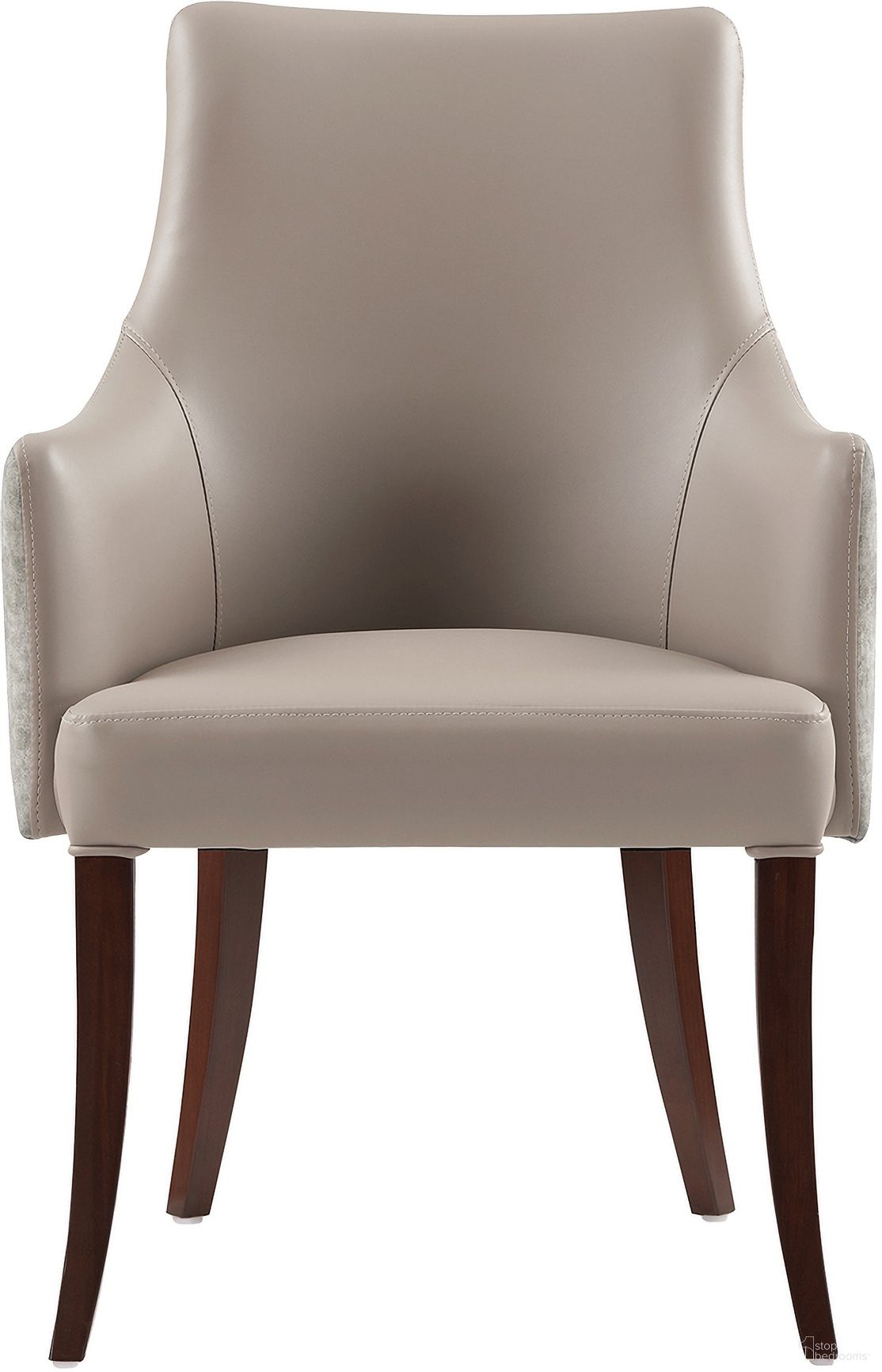The appearance of Connie Dining Armchair In Taupe designed by Manhattan Comfort in the modern / contemporary interior design. This taupe piece of furniture  was selected by 1StopBedrooms from Connie Collection to add a touch of cosiness and style into your home. Sku: DC095AR-TP. Chair Type: Arm Chair. Material: Beech.