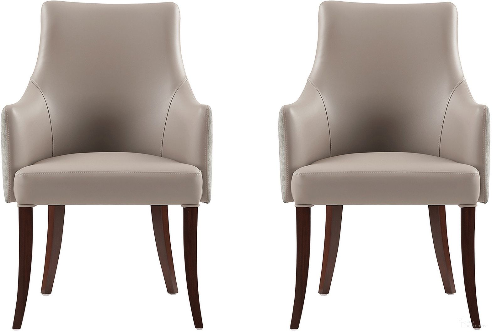 The appearance of Connie Dining Armchair Set of 2 In Taupe designed by Manhattan Comfort in the modern / contemporary interior design. This taupe piece of furniture  was selected by 1StopBedrooms from Connie Collection to add a touch of cosiness and style into your home. Sku: DC095AR-TP;DC095AR-TP. Chair Type: Arm Chair. Material: Beech.