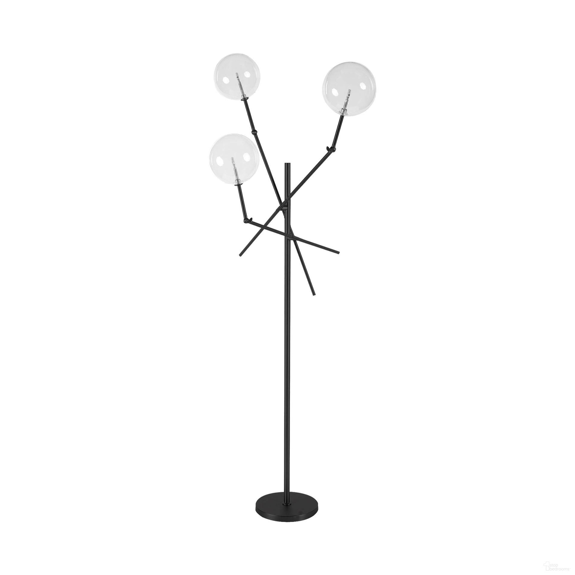 Connor II 84 Inch Metal Glass Globe Three Light Floor Lamp In Black
