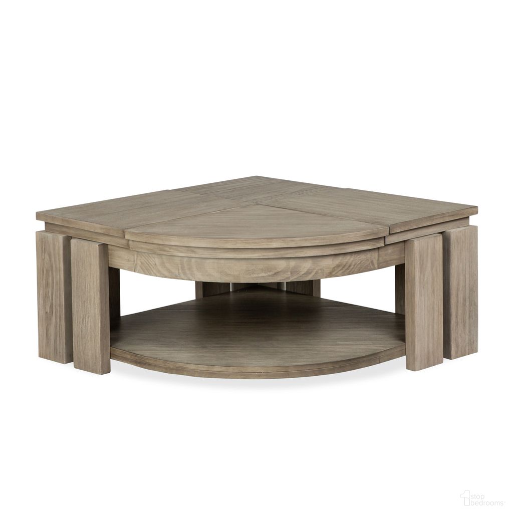 The appearance of Conrad Pie Shaped Lift Top Cocktail Table With Casters In Stone Harbor Grey designed by Magnussen in the modern / contemporary interior design. This stone harbor grey piece of furniture was selected by 1StopBedrooms from Conrad Collection to add a touch of cosiness and style into your home. Sku: T5865-65. Material: Pine Veneer.