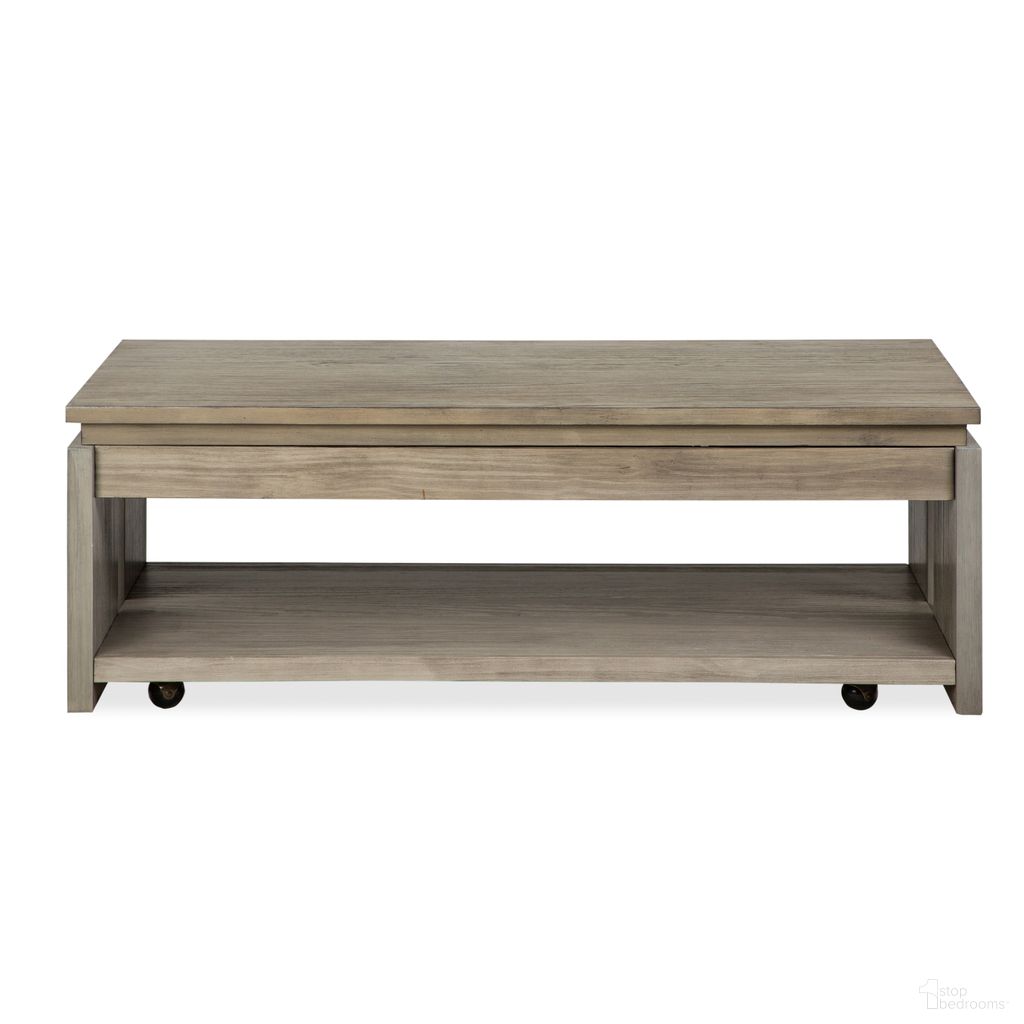 The appearance of Conrad Rectangular Lift Top Storage Cocktail Table With Casters In Stone Harbor Grey designed by Magnussen in the modern / contemporary interior design. This stone harbor grey piece of furniture was selected by 1StopBedrooms from Conrad Collection to add a touch of cosiness and style into your home. Sku: T5865-50. Material: Pine Veneer.