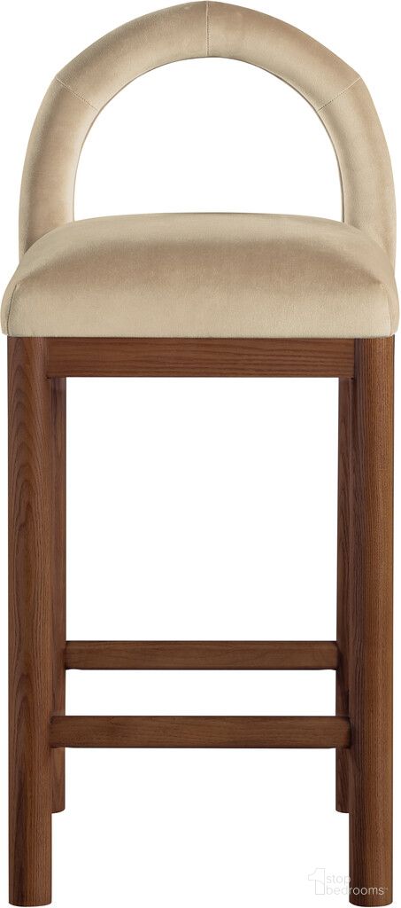 The appearance of Conrad Velvet Counter Stool In Beige and Brown designed by Meridian in the modern / contemporary interior design. This beige and brown piece of furniture was selected by 1StopBedrooms from Conrad Collection to add a touch of cosiness and style into your home. Sku: 11036Beige-C. Material: Velvet.