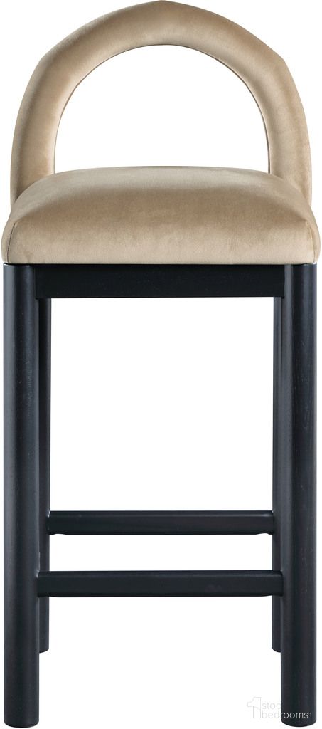 The appearance of Conrad Velvet Counter Stool In Black and Beige designed by Meridian in the modern / contemporary interior design. This black and beige piece of furniture was selected by 1StopBedrooms from Conrad Collection to add a touch of cosiness and style into your home. Sku: 11035Beige-C. Material: Velvet.