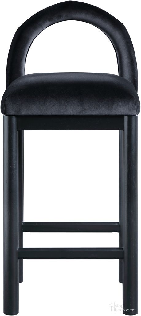 The appearance of Conrad Velvet Counter Stool In Black designed by Meridian in the modern / contemporary interior design. This black piece of furniture was selected by 1StopBedrooms from Conrad Collection to add a touch of cosiness and style into your home. Sku: 11035Black-C. Material: Velvet.