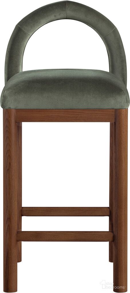 Conrad Velvet Counter Stool In Brown and Green