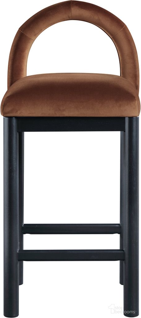 The appearance of Conrad Velvet Counter Stool In Cognac and Black designed by Meridian in the modern / contemporary interior design. This cognac and black piece of furniture was selected by 1StopBedrooms from Conrad Collection to add a touch of cosiness and style into your home. Sku: 11035Cognac-C. Material: Velvet.
