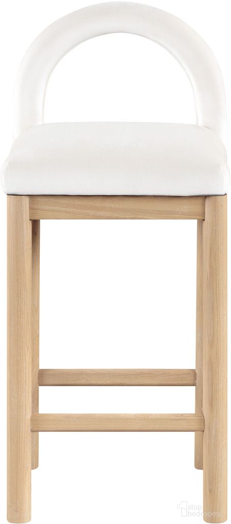 The appearance of Conrad Velvet Counter Stool In Natural and Cream designed by Meridian in the modern / contemporary interior design. This natural/cream piece of furniture was selected by 1StopBedrooms from Conrad Collection to add a touch of cosiness and style into your home. Sku: 11034Cream-C. Material: Velvet.