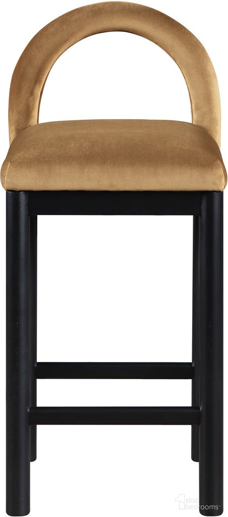 The appearance of Conrad Velvet Counter Stool In Saddle and Black designed by Meridian in the modern / contemporary interior design. This saddle and black piece of furniture was selected by 1StopBedrooms from Conrad Collection to add a touch of cosiness and style into your home. Sku: 11035Saddle-C. Material: Velvet.