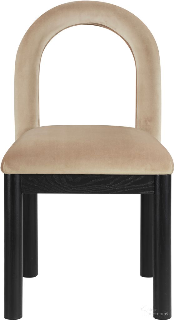 The appearance of Conrad Velvet Dining Chair In Black and Beige designed by Meridian in the modern / contemporary interior design. This black and beige piece of furniture was selected by 1StopBedrooms from Conrad Collection to add a touch of cosiness and style into your home. Sku: 11008Beige-C. Material: Velvet. Chair Type: Side Chair.
