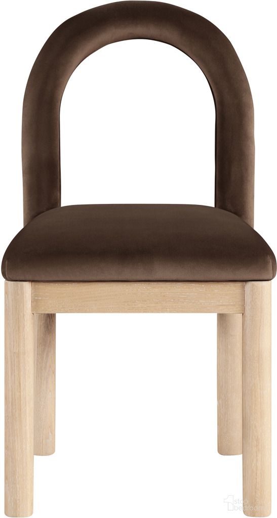 The appearance of Conrad Velvet Dining Chair In Brown and Natural designed by Meridian in the modern / contemporary interior design. This brown and natural piece of furniture was selected by 1StopBedrooms from Conrad Collection to add a touch of cosiness and style into your home. Sku: 11007Brown-C. Material: Velvet. Chair Type: Side Chair.