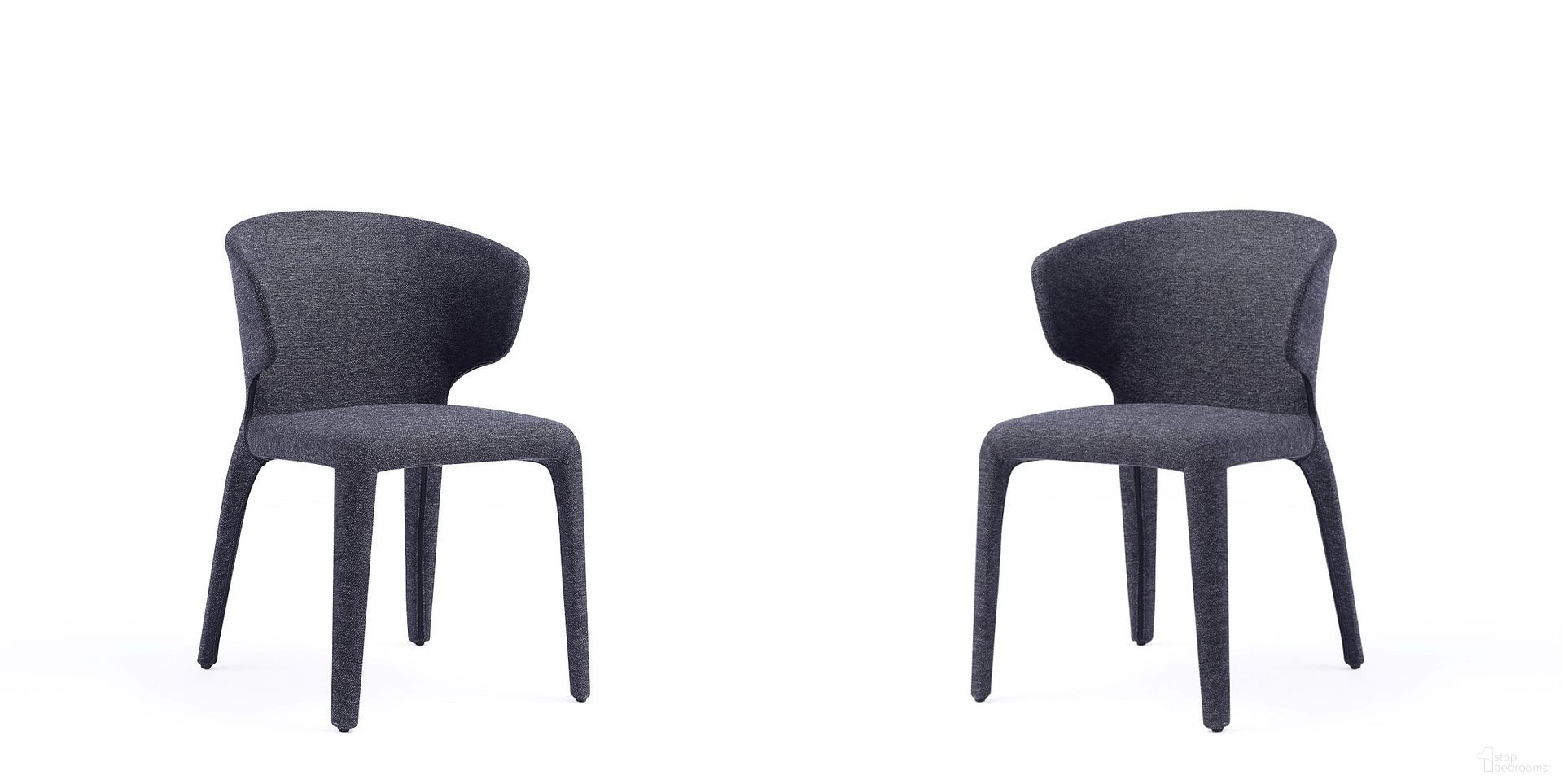 Conrad Woven Tweed Dining Chair Set of 2 In Black