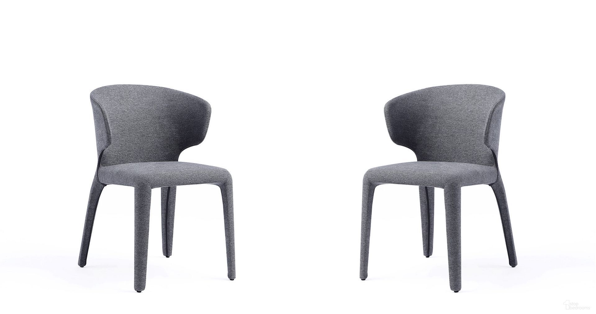 Conrad Woven Tweed Dining Chair Set of 2 In Grey