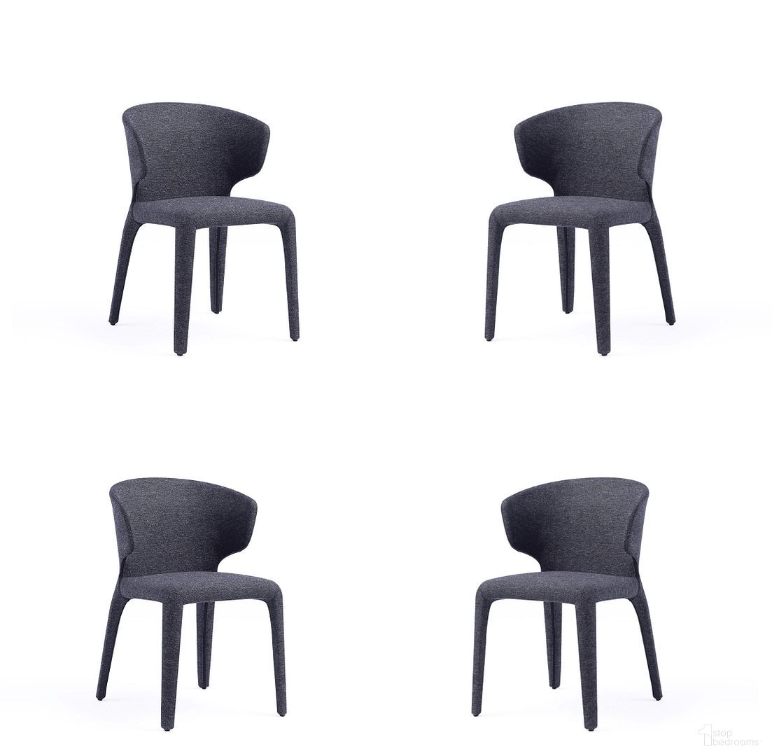 Conrad Woven Tweed Dining Chair Set of 4 In Black