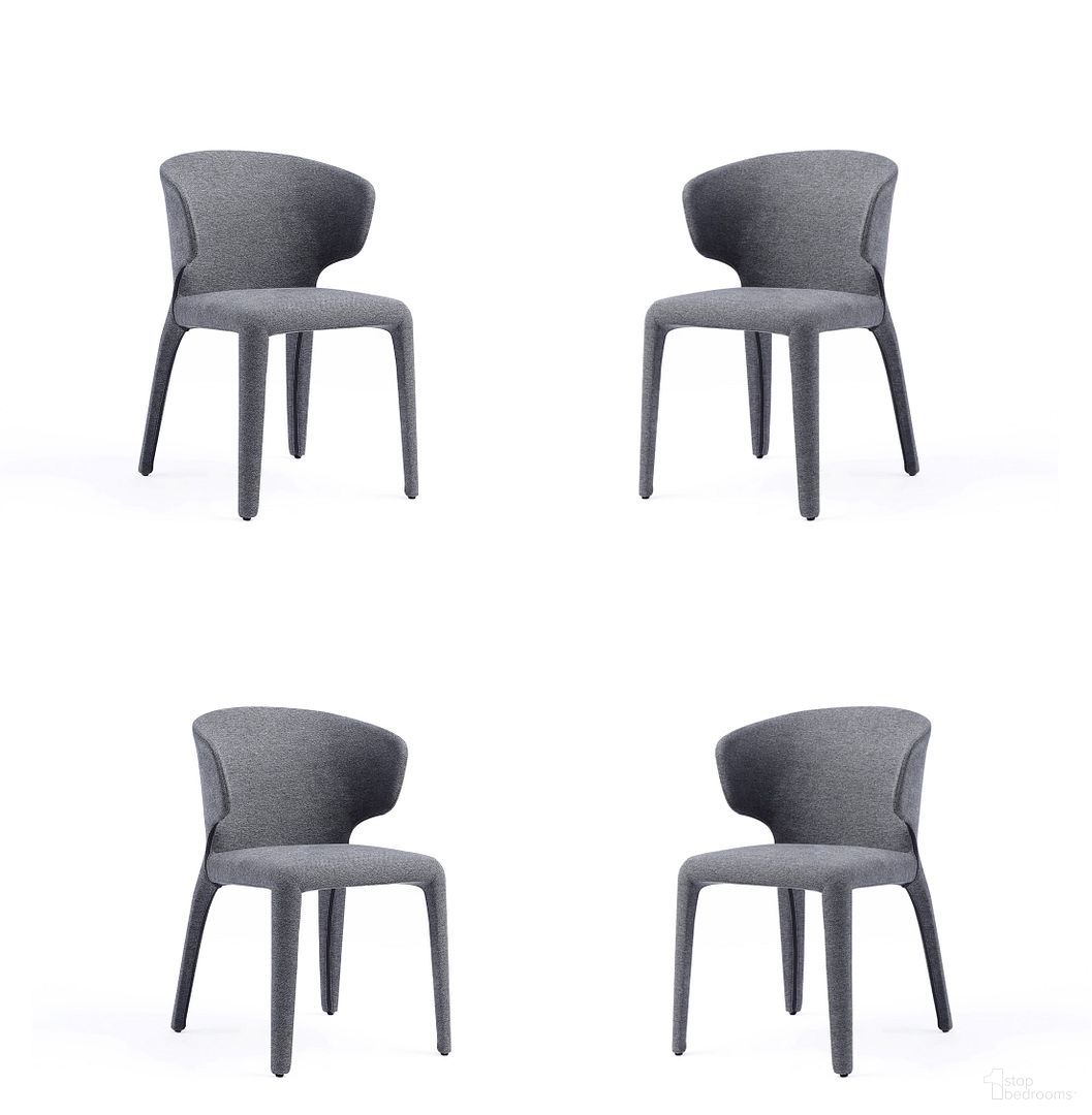 Conrad Woven Tweed Dining Chair Set of 4 In Grey