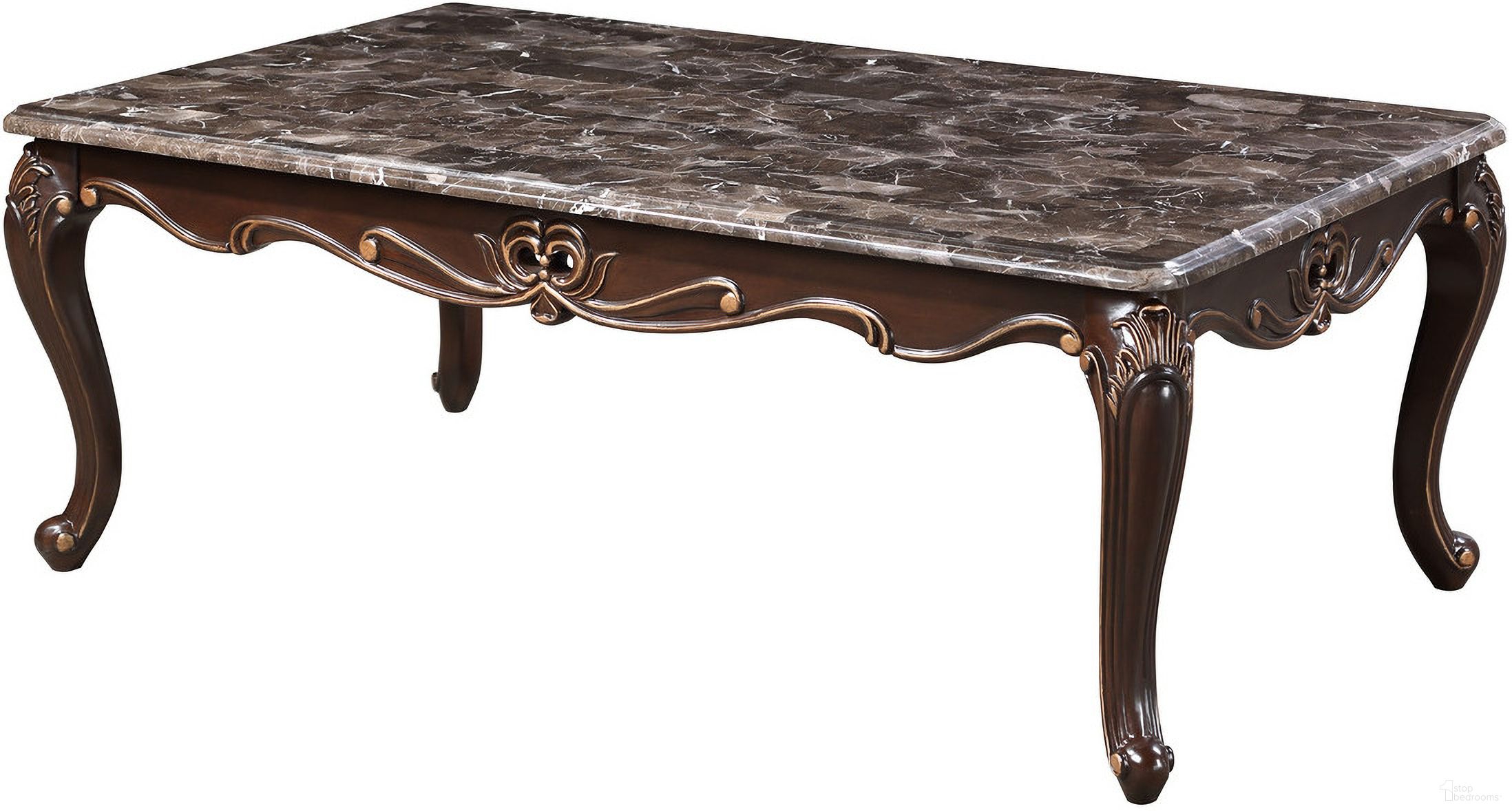 The appearance of Constantine Cocktail Table In Cherry designed by New Classic in the traditional interior design. This cherry piece of furniture was selected by 1StopBedrooms from Constantine Collection to add a touch of cosiness and style into your home. Sku: T532T-10. Material: Marble.