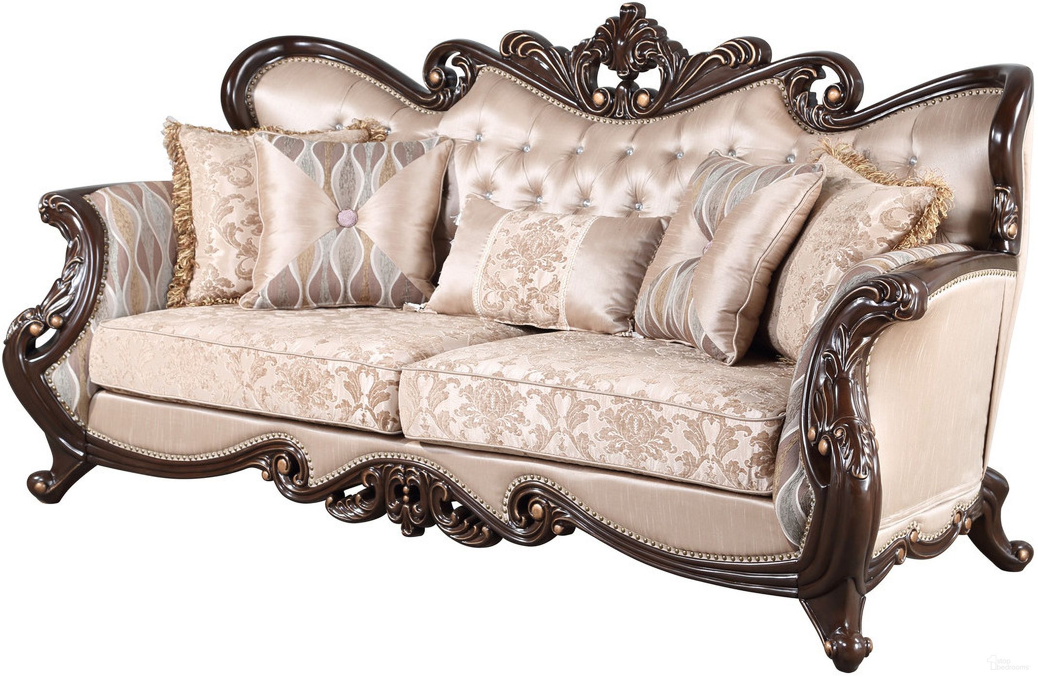The appearance of Constantine Sofa In Cherry designed by New Classic in the traditional interior design. This cherry piece of furniture was selected by 1StopBedrooms from Constantine Collection to add a touch of cosiness and style into your home. Sku: U532T-30. Material: Wood.