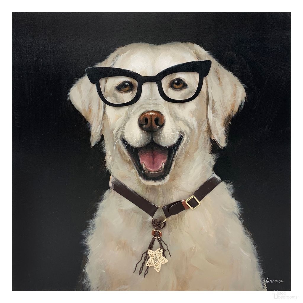 Contemplative Dog with Glasses Canvas Wall Art In Multi