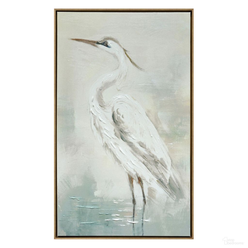 Contemplative Egret Canvas Wall Art In White