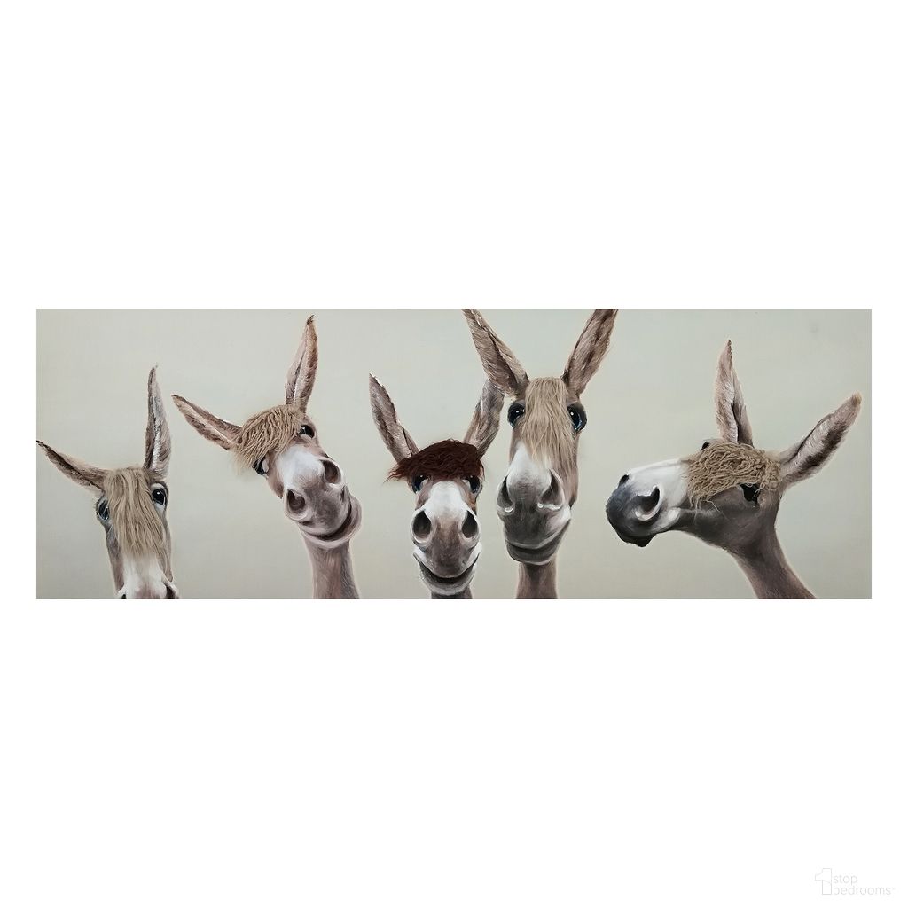 Contemplative Fuzzy Donkeys Canvas Wall Art In Multi