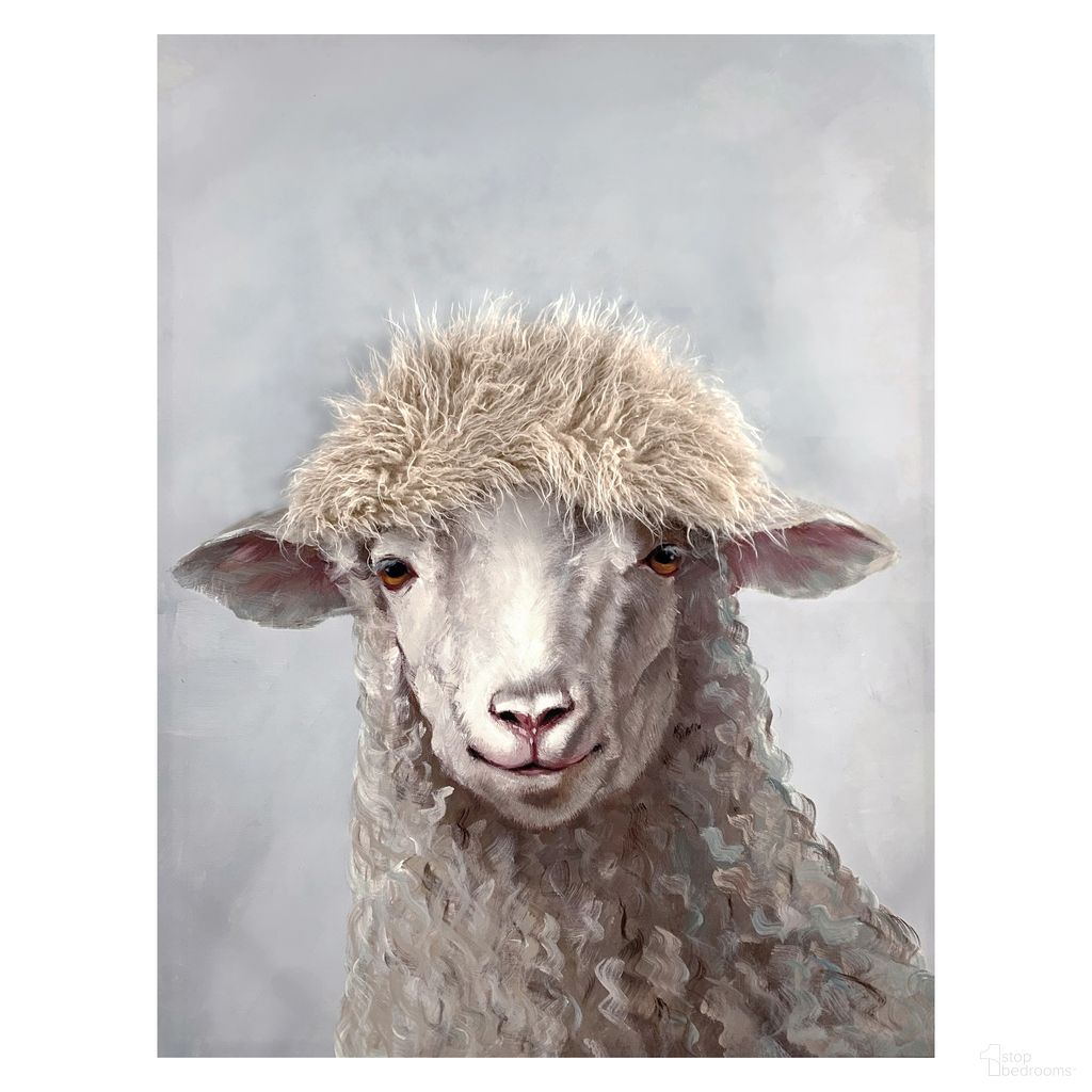 Contemplative Fuzzy Sheep Canvas Wall Art In Multi