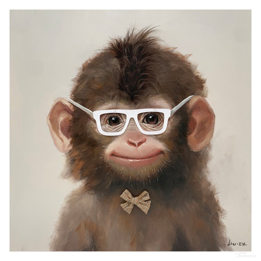 Contemplative Playful Monkey with Glasses Canvas Wall Art In Multi