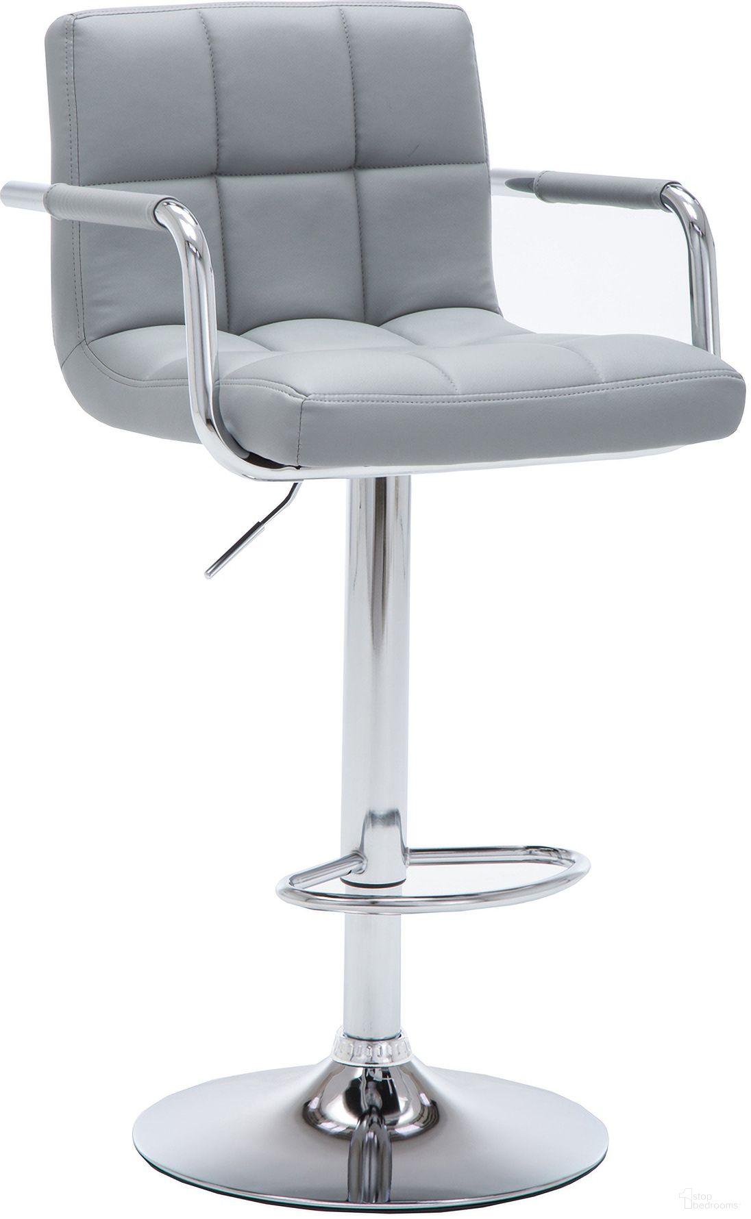Contemporary Adjustable Swivel Arm Bar Stool In Grey by AC Pacific