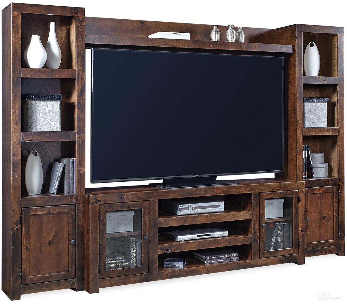 The appearance of Contemporary Alder Entertainment Wall In Dark Brown designed by Aspenhome in the modern / contemporary interior design. This dark brown piece of furniture was selected by 1StopBedrooms from Contemporary Alder Collection to add a touch of cosiness and style into your home. Sku: DL1073-TOB;DL1118L-TOB;DL1118R-TOB;DL1173-TOB. Material: Wood.