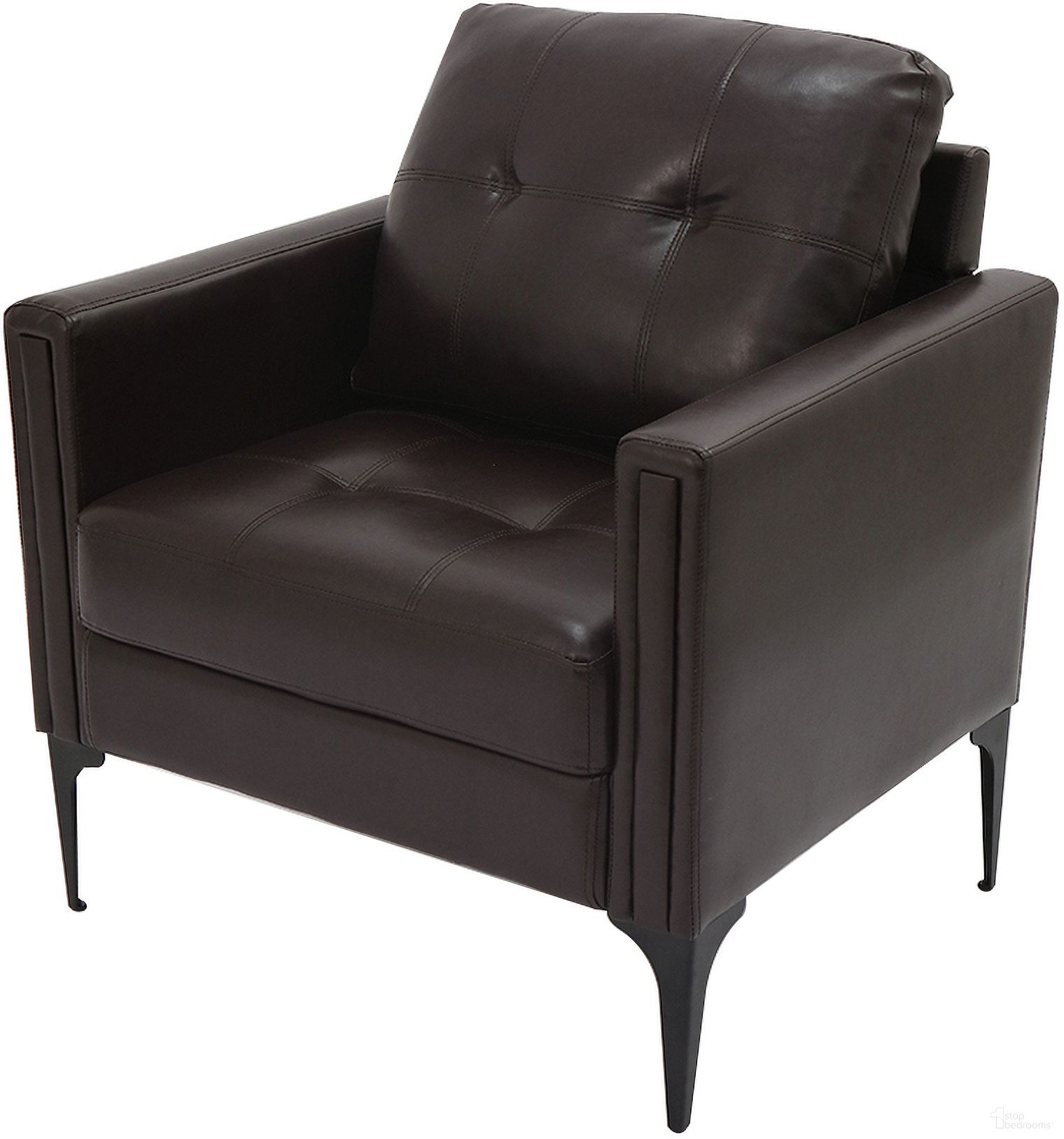 The appearance of Contemporary Arm Chair In Brown designed by AC Pacific in the modern / contemporary interior design. This brown piece of furniture was selected by 1StopBedrooms from to add a touch of cosiness and style into your home. Sku: JEFF CHAIR-BROWN. Material: Faux Leather.