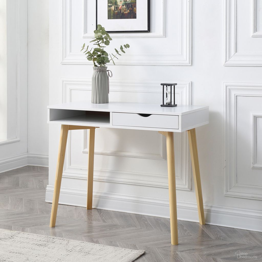 Contemporary Austin Home Office Desk with Storage Drawers In White