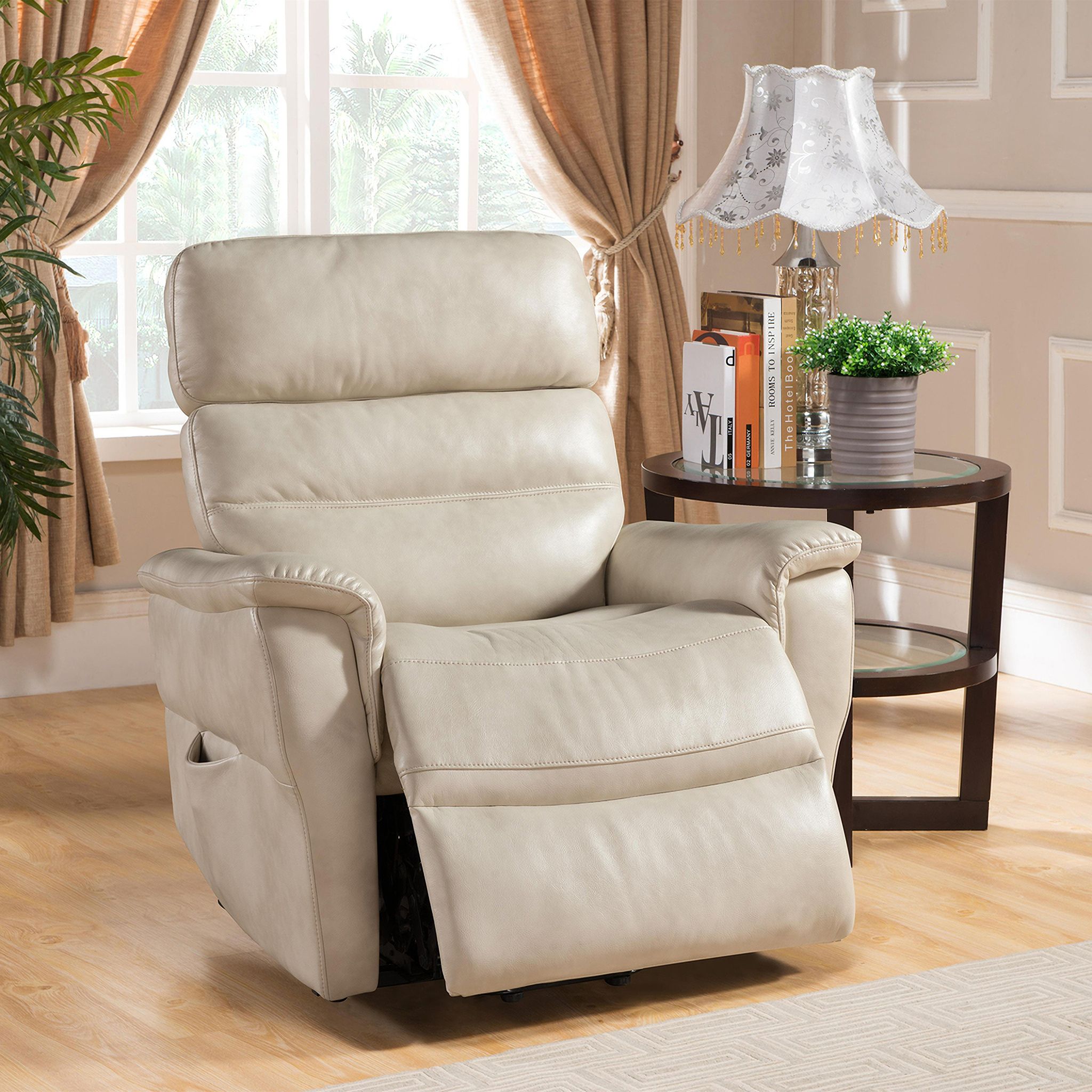 The appearance of Contemporary Power Reclining Lift Chair In Cream designed by AC Pacific in the modern / contemporary interior design. This cream piece of furniture was selected by 1StopBedrooms from to add a touch of cosiness and style into your home. Sku: AVERY-CREAM-C. Material: Leather.