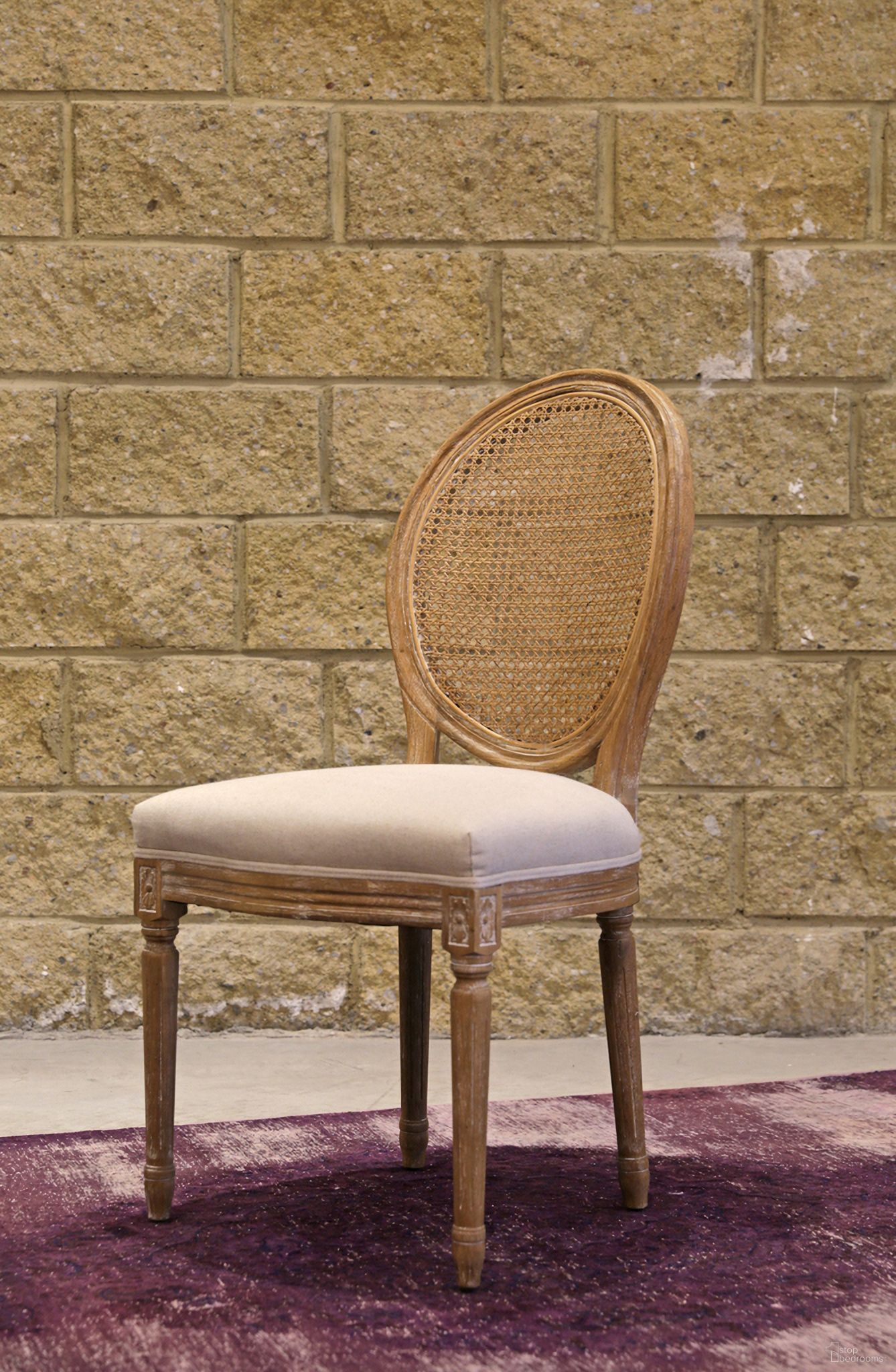 The appearance of Continenta Napoleon Dining Chair Set of 2 With Cane Back In Antique Linen designed by LH Imports in the traditional interior design. This light brown piece of furniture  was selected by 1StopBedrooms from Continenta Collection to add a touch of cosiness and style into your home. Sku: SDC15-020. Material: PU. Chair Type: Side Chair.
