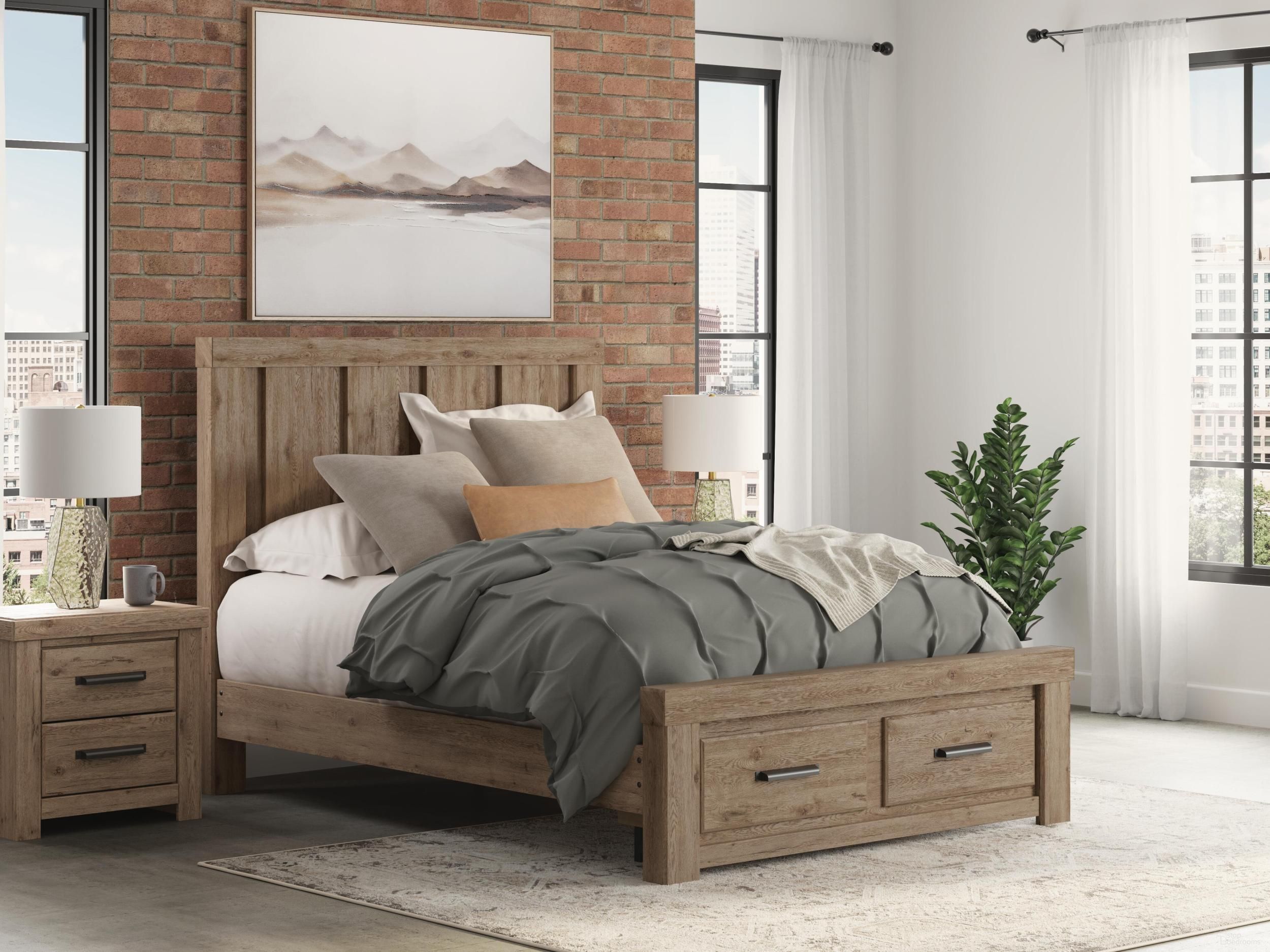 Contoura Queen Panel Storage Bed In Light Brown