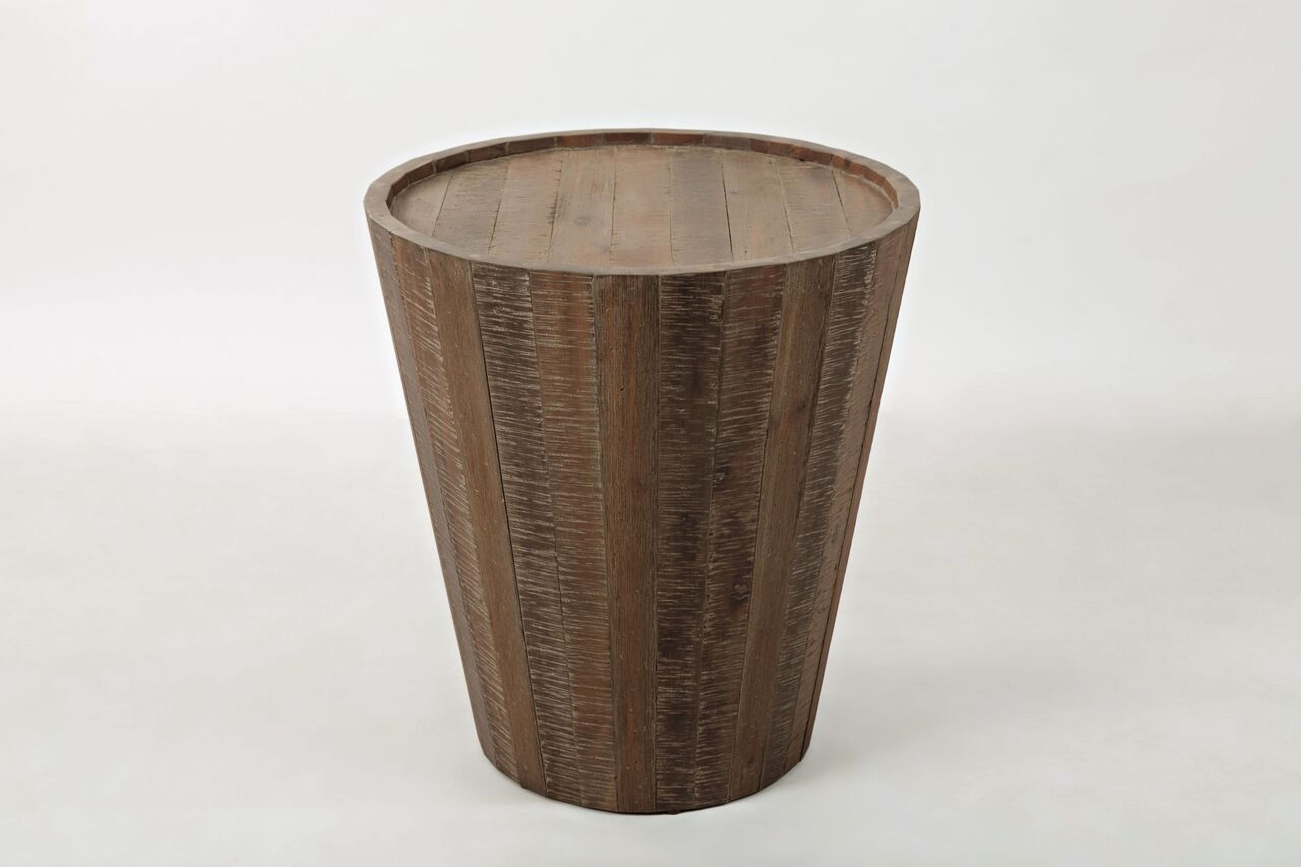 The appearance of Conundrum Drum End Table In Grey Wash designed by Jofran in the transitional interior design. This grey wash piece of furniture was selected by 1StopBedrooms from Conundrum Collection to add a touch of cosiness and style into your home. Sku: 1609-3. Material: Acacia.