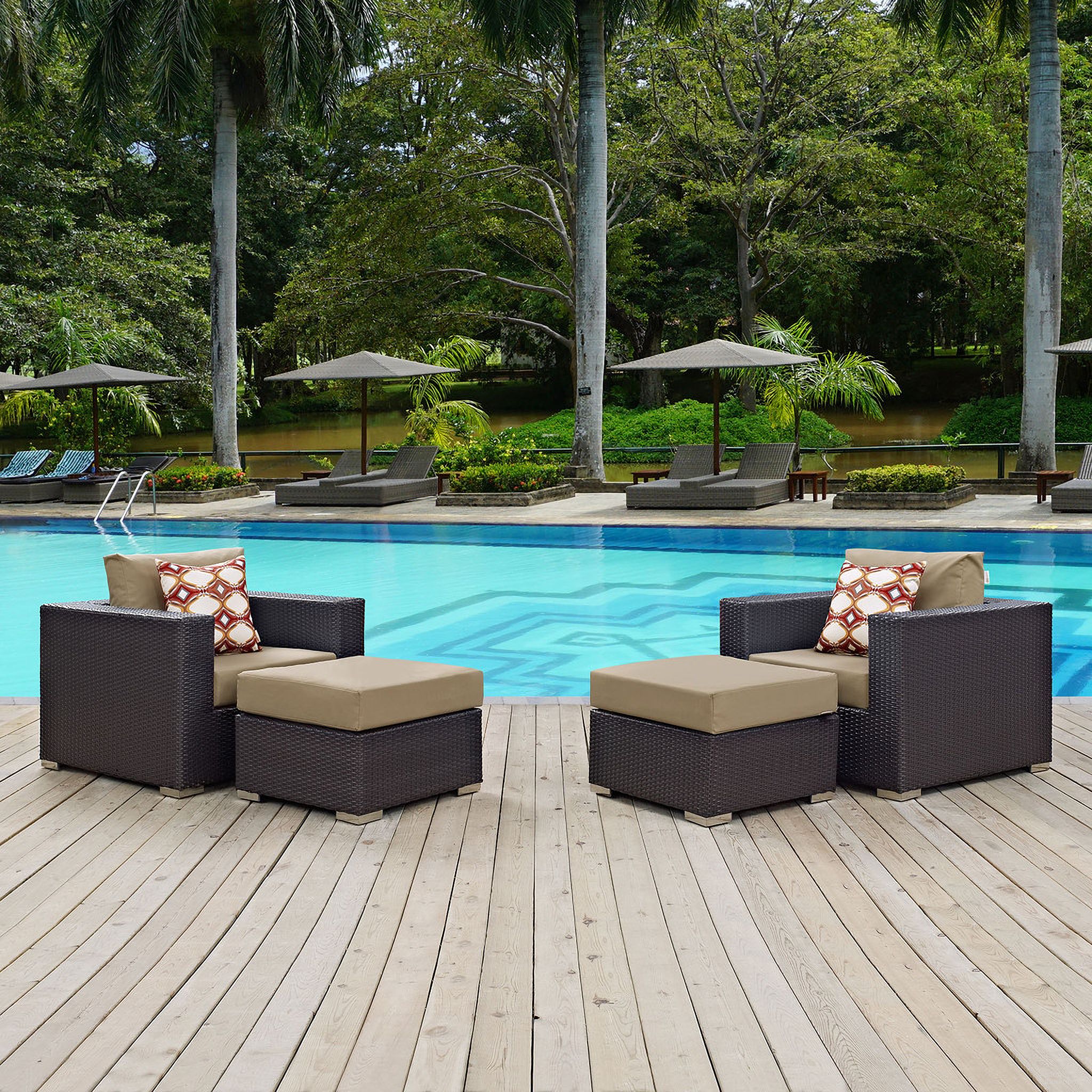 The appearance of Convene 4-Piece Outdoor Patio Sectional Set In Espresso Mocha designed by Modway in the modern / contemporary interior design. This espresso mocha piece of furniture was selected by 1StopBedrooms from Convene Collection to add a touch of cosiness and style into your home. Sku: EEI-1906-EXP-MOC-Y;EEI-1911-EXP-MOC-Y;EEI-2156-REP;EEI-1906-EXP-MOC-Y;EEI-1911-EXP-MOC-Y. Material: Foam.