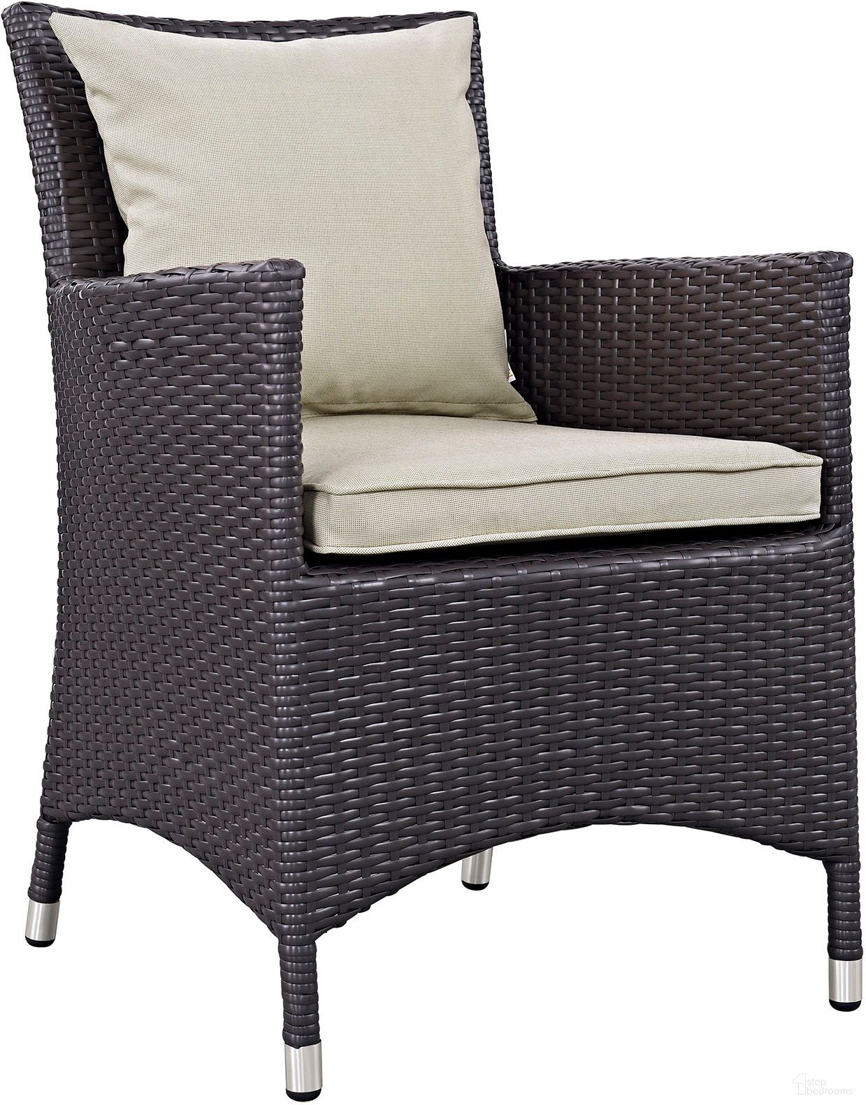 The appearance of Convene Espresso Beige Dining Outdoor Patio Arm Chair designed by Modway in the modern / contemporary interior design. This espresso beige piece of furniture was selected by 1StopBedrooms from Convene Collection to add a touch of cosiness and style into your home. Sku: EEI-1913-EXP-BEI. Material: Rattan.