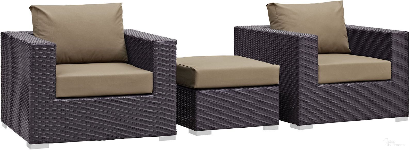 Convene Espresso Mocha 3 Piece Outdoor Patio Sofa Set EEI-2174-EXP-MOC-SET