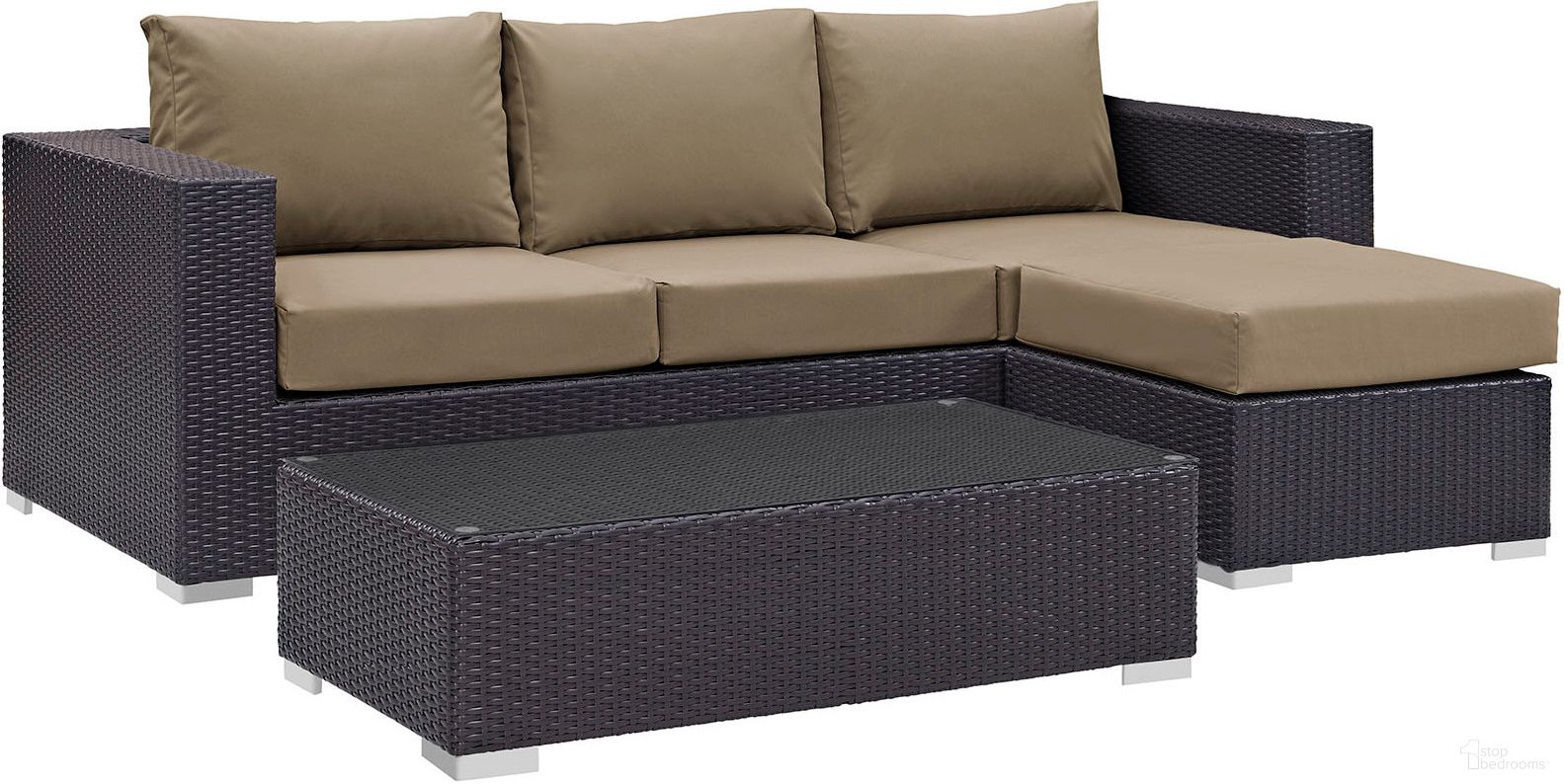 Convene Espresso Mocha 3 Piece Outdoor Patio Sofa Set EEI-2178-EXP-MOC-SET