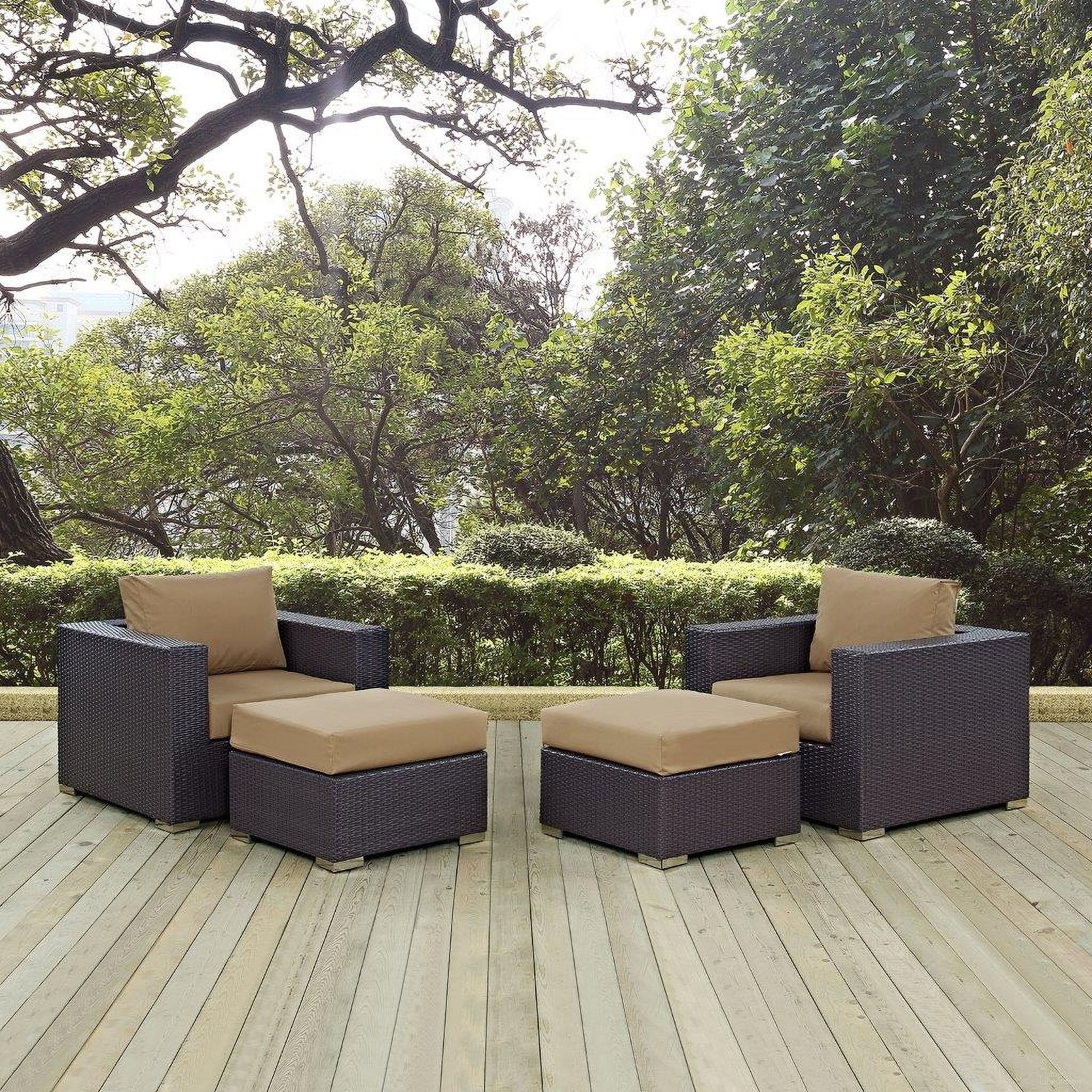 The appearance of Convene Espresso Mocha 4 Piece Outdoor Patio Sectional Set designed by Modway in the modern / contemporary interior design. This espresso mocha piece of furniture was selected by 1StopBedrooms from Convene Collection to add a touch of cosiness and style into your home. Sku: EEI-1906-EXP-MOC-Y;EEI-1911-EXP-MOC-Y;EEI-1906-EXP-MOC-Y;EEI-1911-EXP-MOC-Y. Material: Steel.