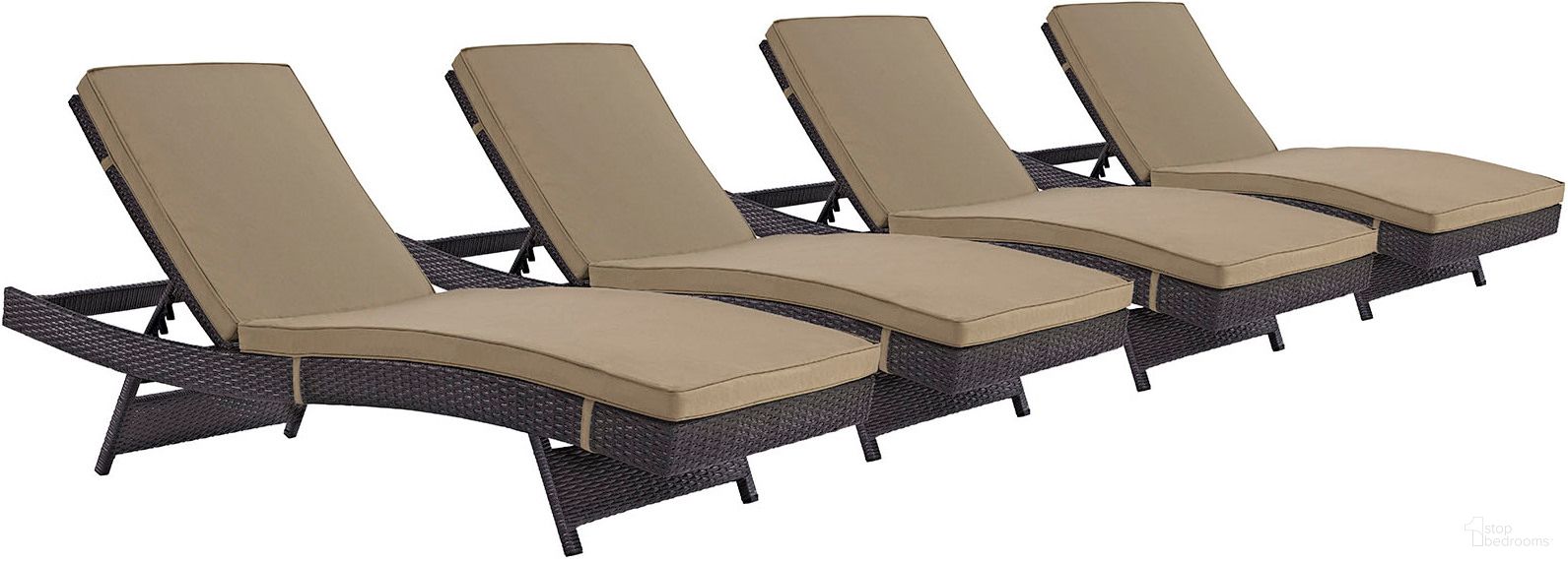 Convene Espresso Mocha Chaise Outdoor Patio Set of 4